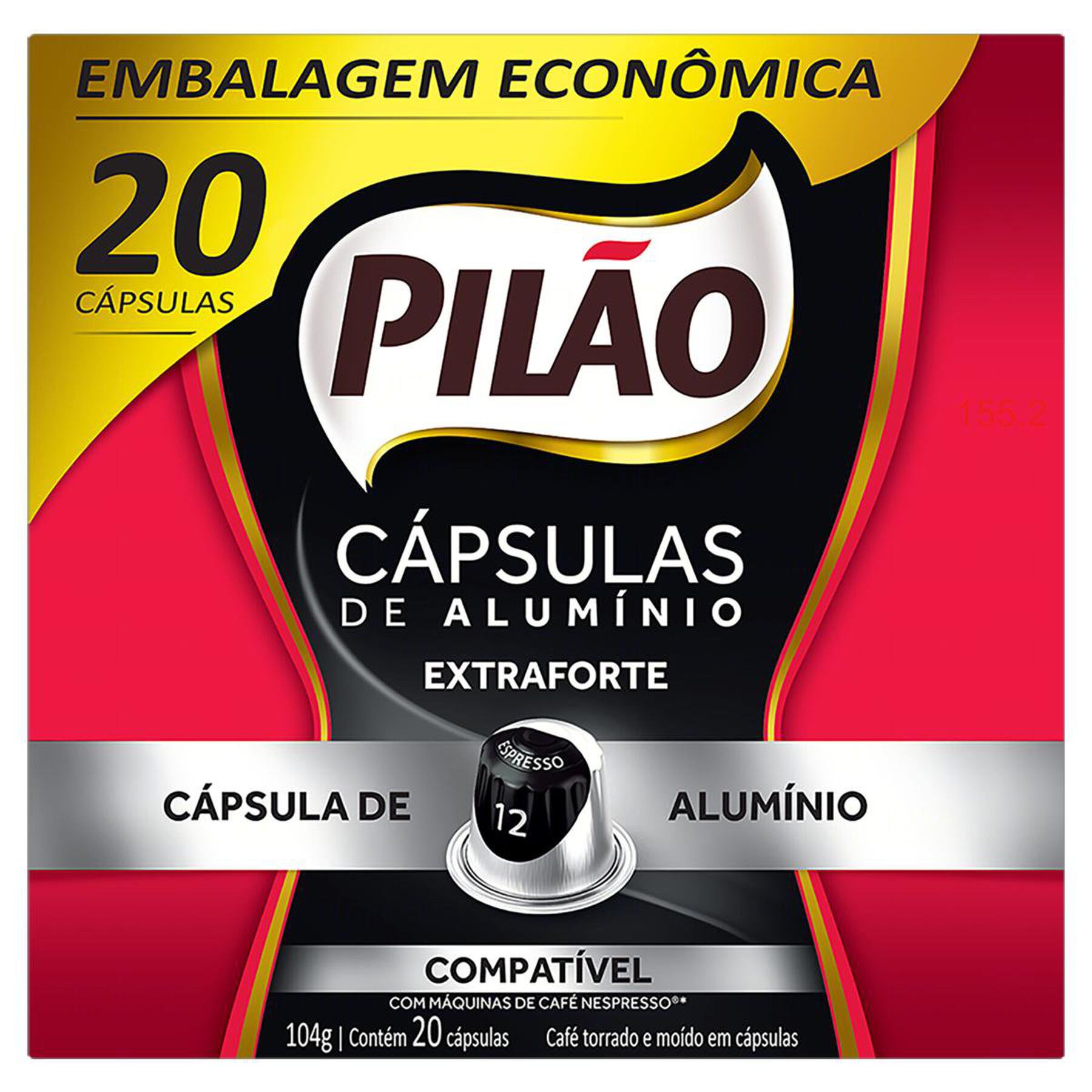 Caf&eacute; em C&aacute;psula Torrado e Mo&iacute;do 12 Espresso Extraforte Pil&atilde;o Caixa 104g C/20 Unidades