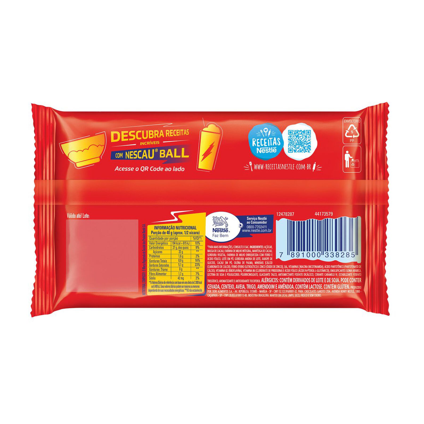 Chocolate ao Leite Nestlé Nescau Ball Pacote 75g