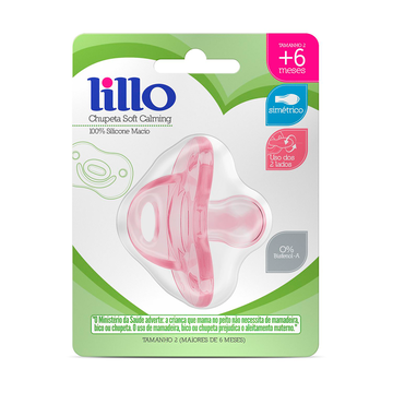 Chupeta Soft Calming 100% Silicone Macio Rosa Lillo Tam. 2 (Maiores de 6 Meses)