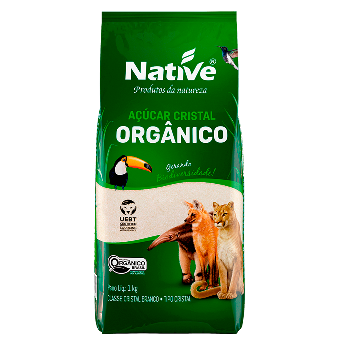 A&ccedil;&uacute;car Cristal Org&acirc;nico Native Pacote 1kg