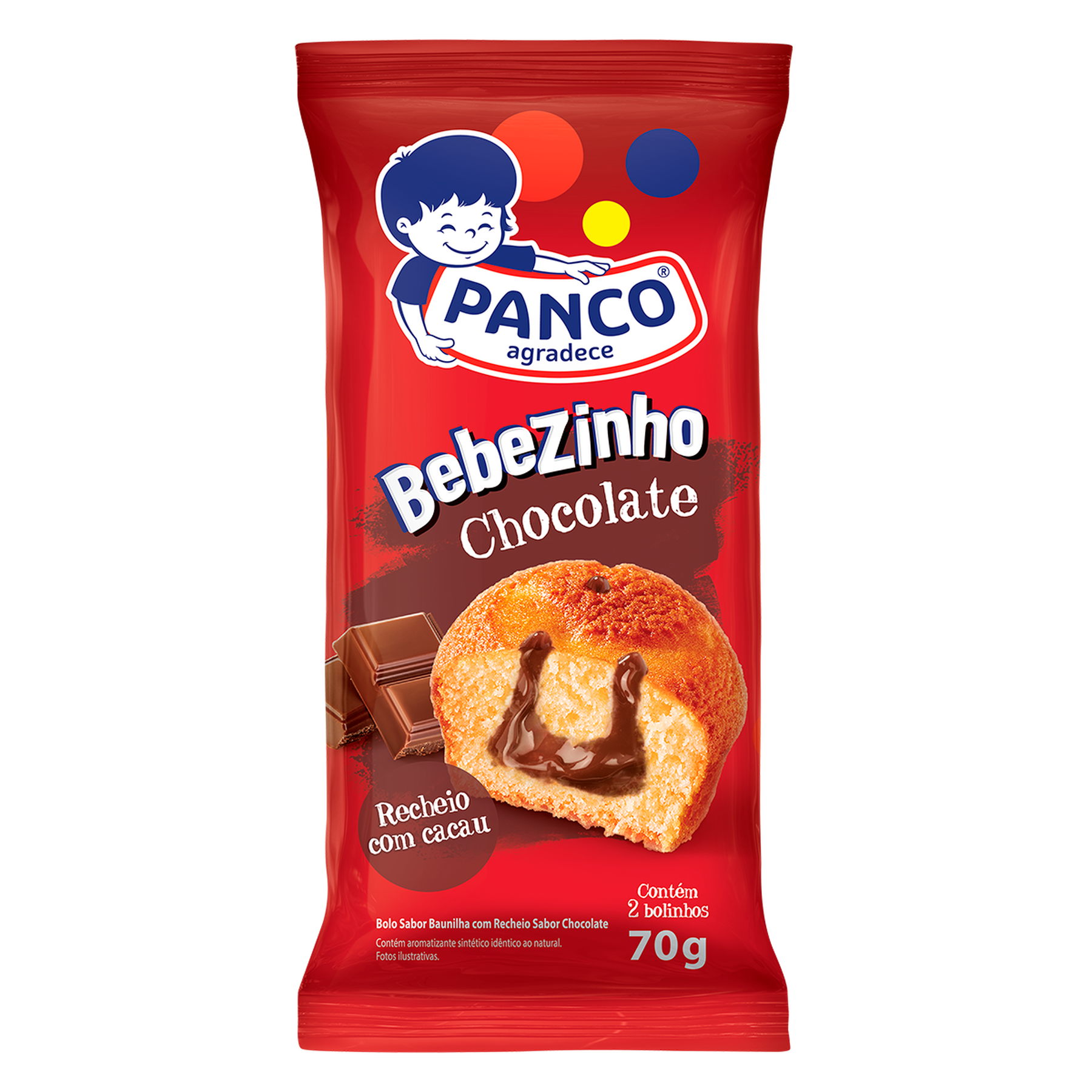 Bolinho Bebezinho de Chocolate Panco Pacote 70g C/2 Unidades