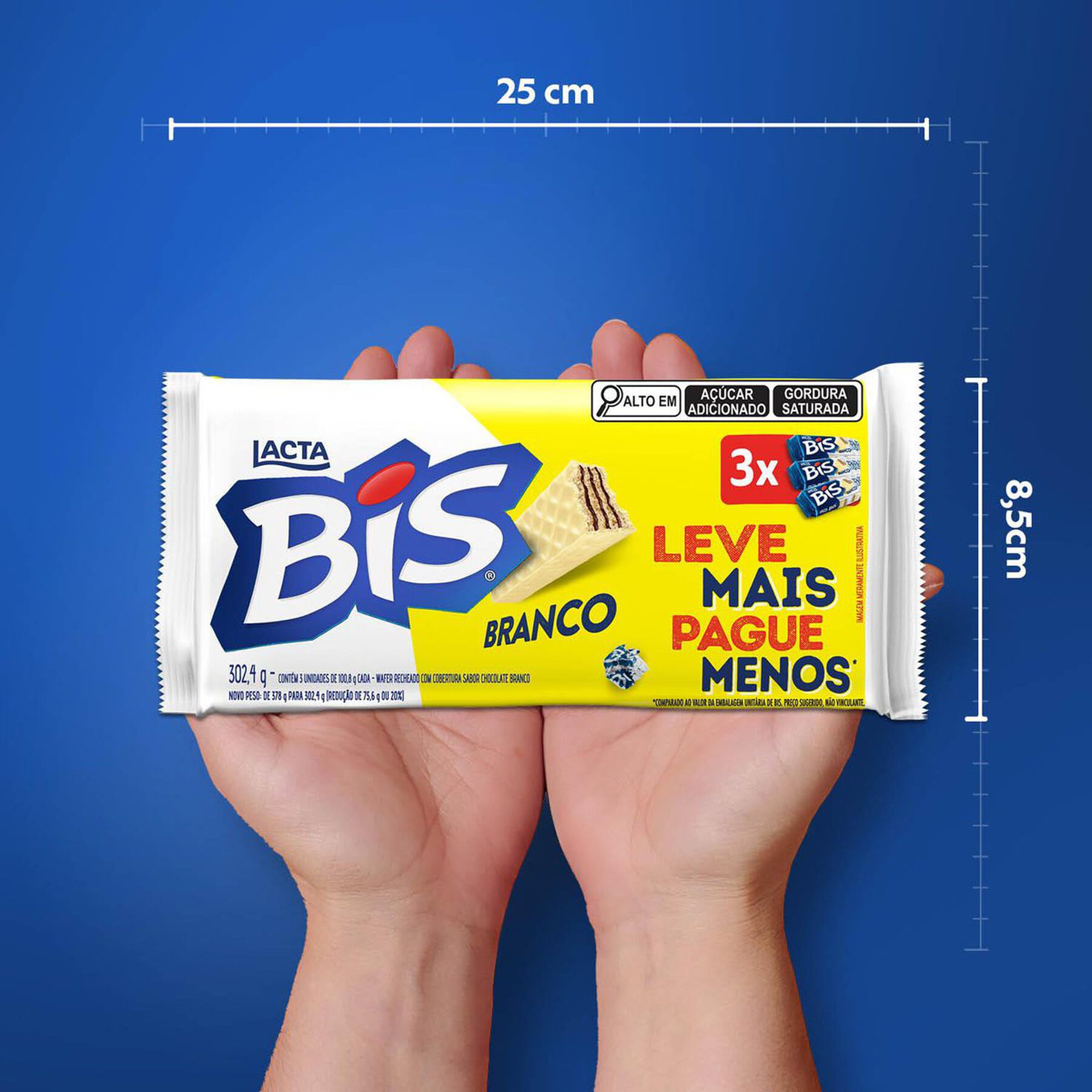 Bis Branco (Wafer recheado e com cobertura sabor chocolate Branco) - Kit com 3 unidades de 100,8g