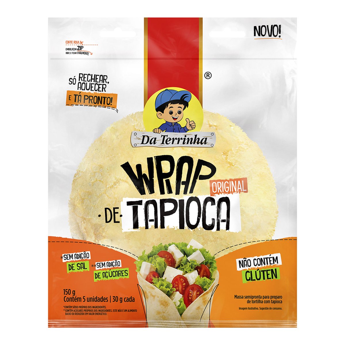Massa Tortilha Tapioca sem Gl&uacute;ten Da Terrinha Pouch 150g