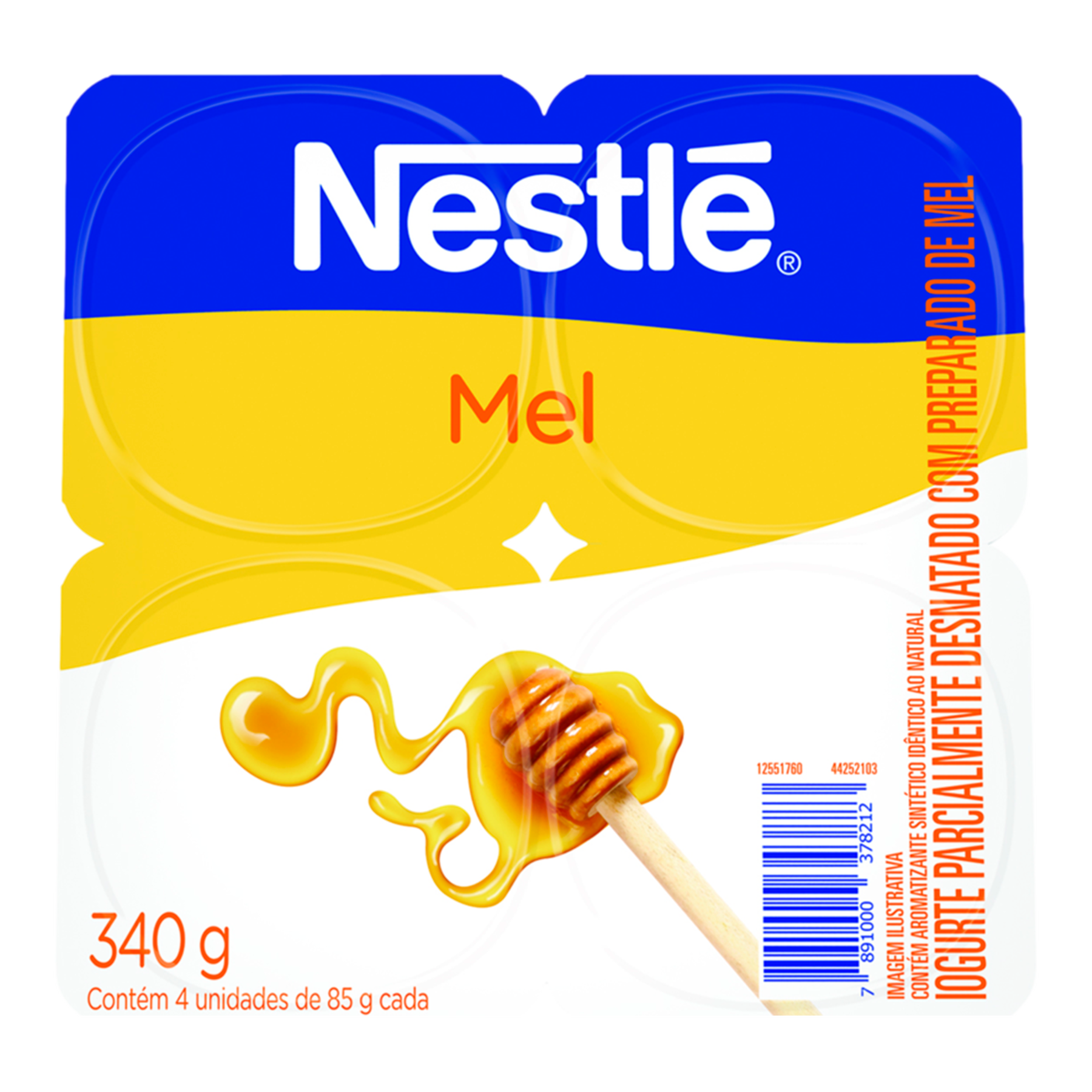 Iogurte Parcialmente Desnatado Mel Nestlé Bandeja 340g C/4 Unidades