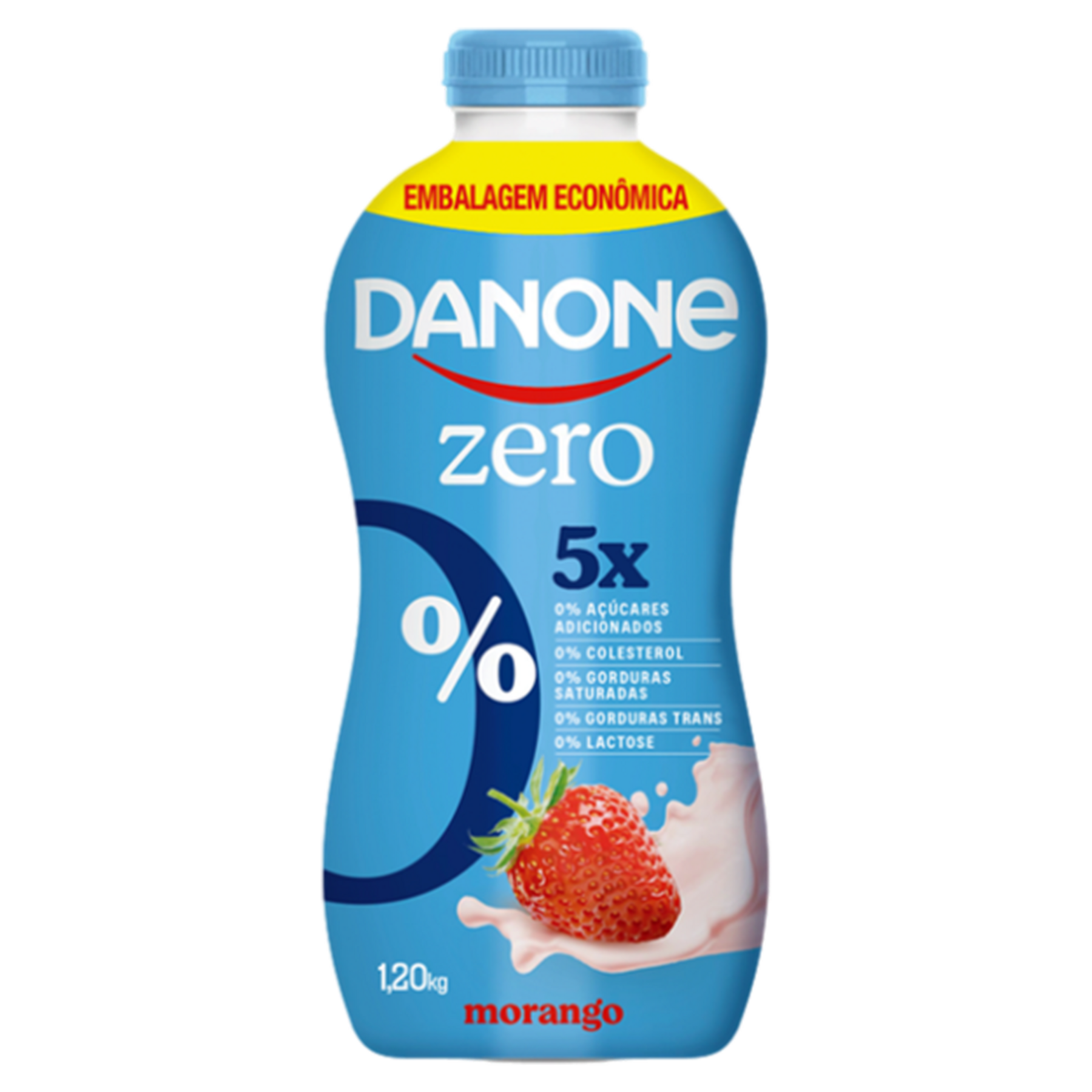 Iogurte Desnatado Morango Zero Lactose Danone Garrafa 1,2kg Embalagem Econ&ocirc;mica