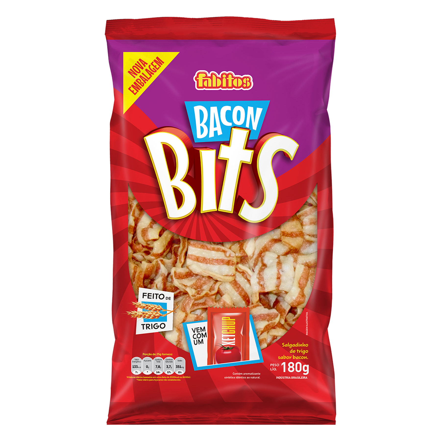 Salgadinho de Trigo Bacon Bits Fabitos Pacote 180g