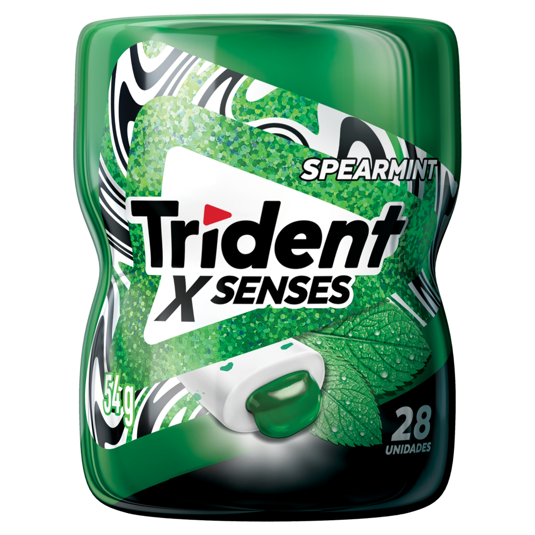 Goma de Mascar XSenses Spearmint Trident Garrafa 54g