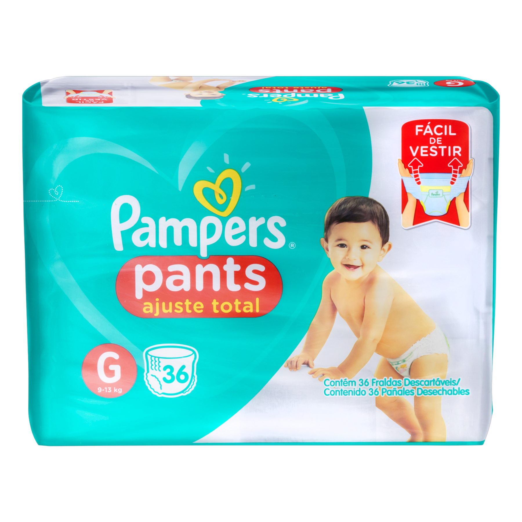 Fralda Descart&aacute;vel Infantil Pants Ajuste Total Pampers Tam. G Pacote C/36 Unidades