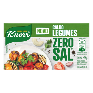 Caldo em Tablete Legumes Zero Sal Knorr Caixa 48g 6 Unidades