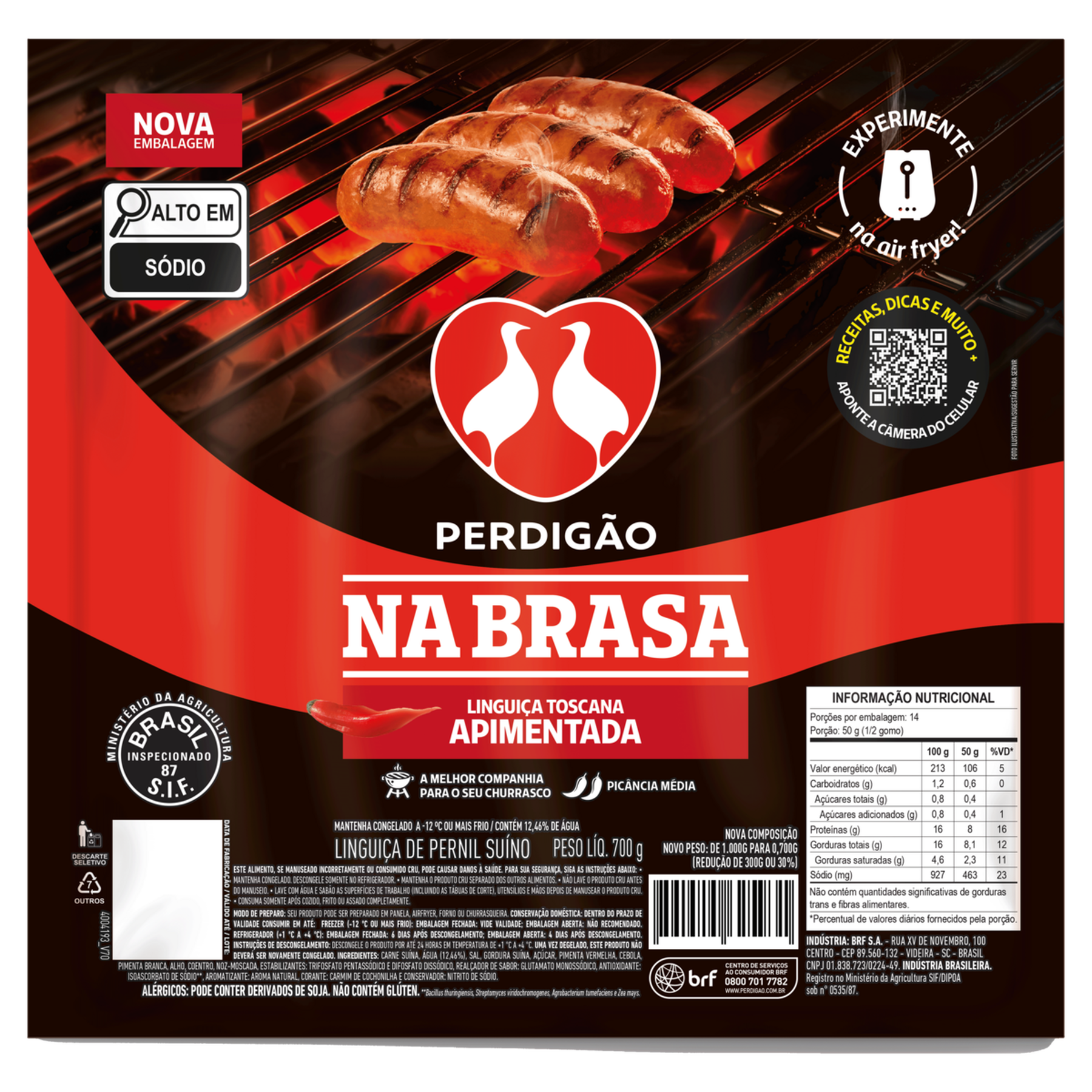 Lingui&ccedil;a Toscana Apimentada Perdig&atilde;o na Brasa 700g