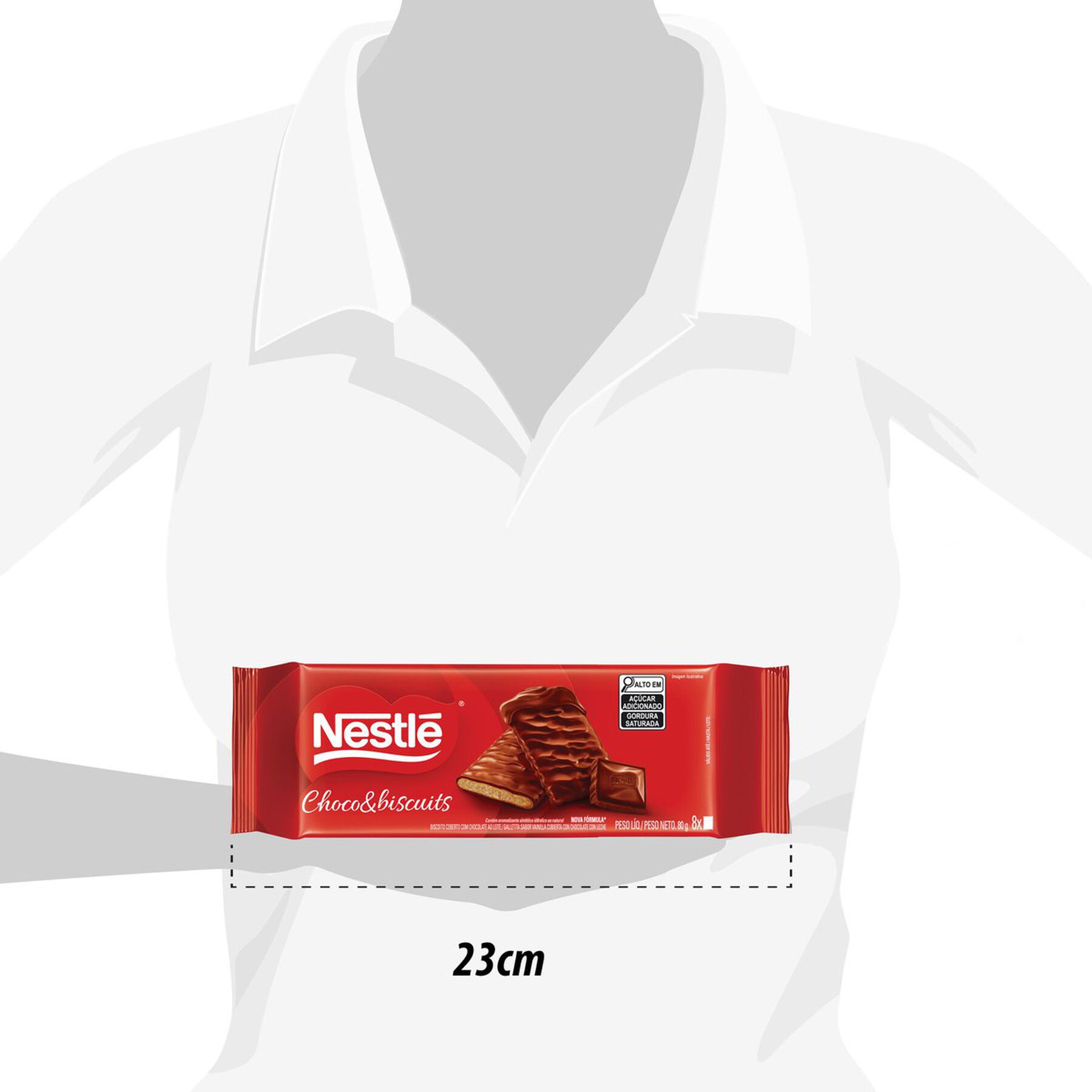 Biscoito Cobertura Chocolate ao Leite Nestlé Chocobiscuits Pacote 80g