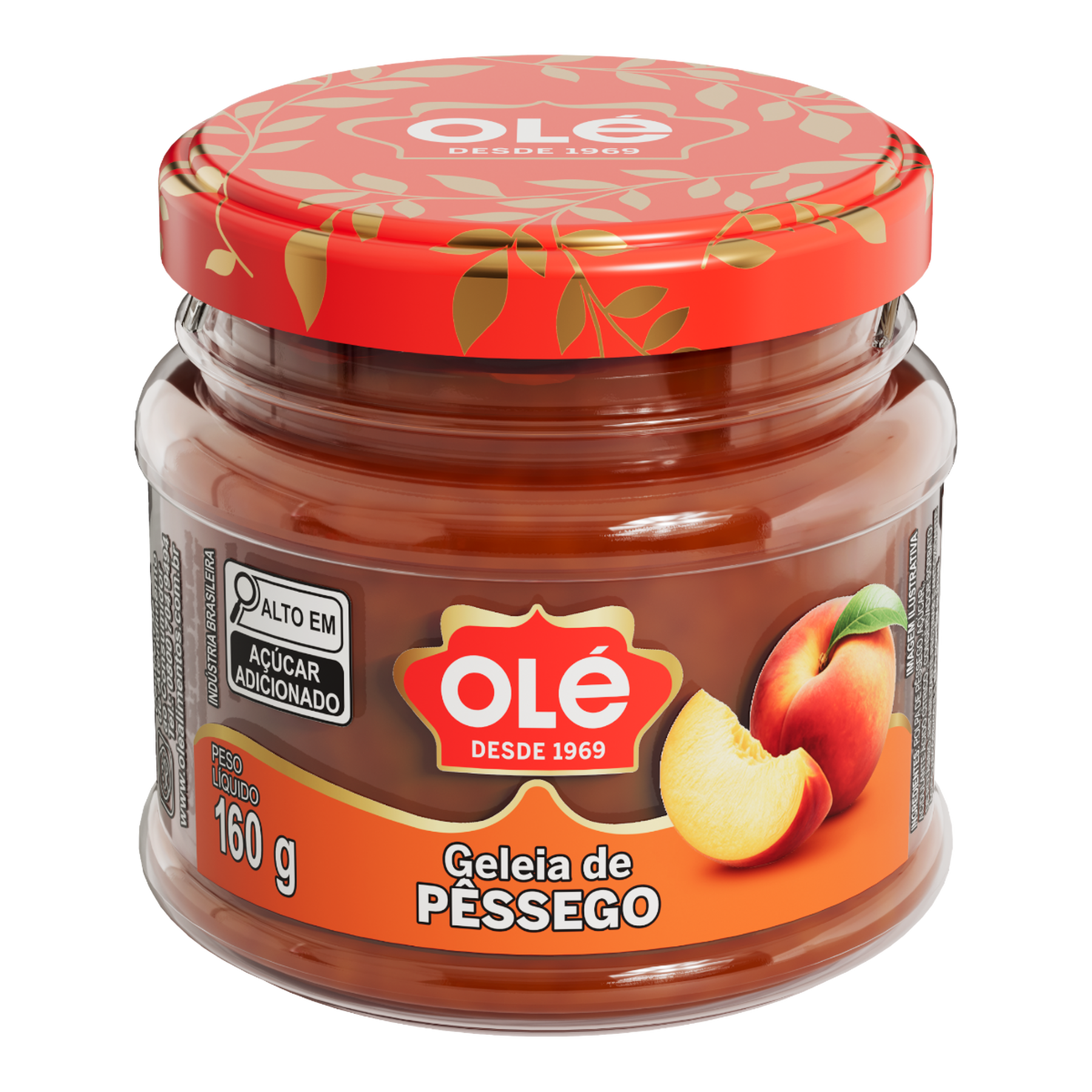 Geleia de P&ecirc;ssego Ol&eacute; Vidro 160g
