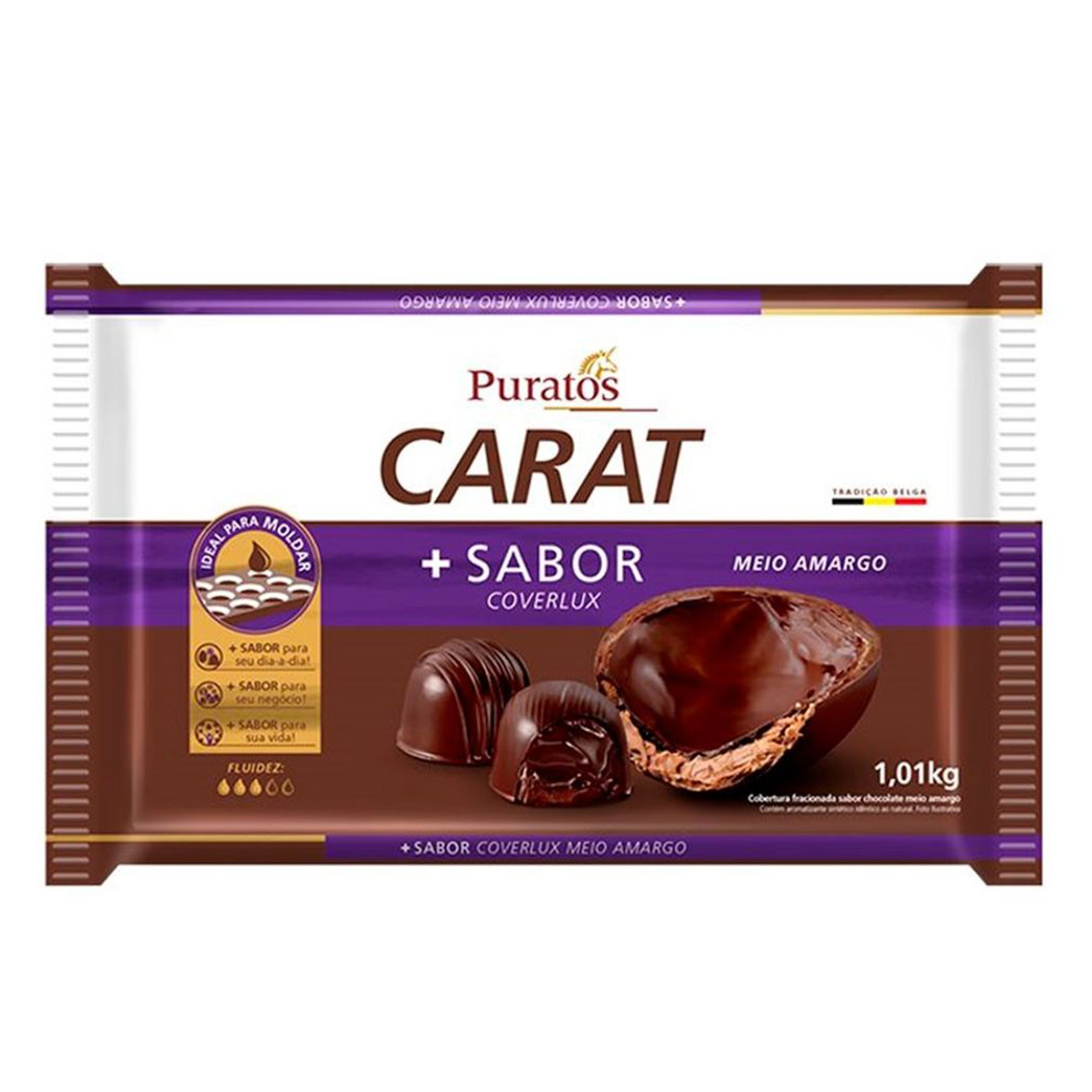 Cobertura Chocolate Meio Amargo Carat Puratos 1,01kg