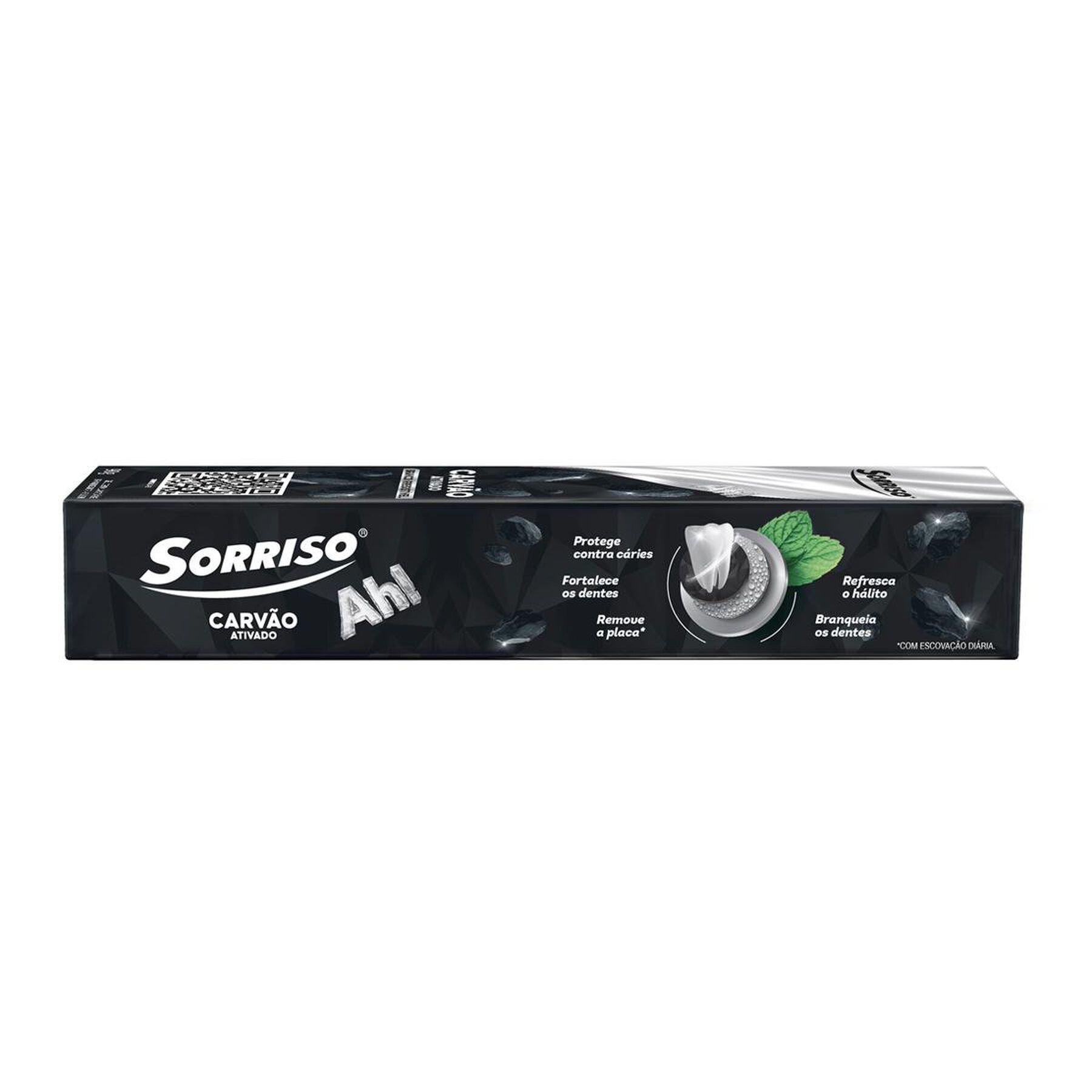 Gel Dental Anticárie Branqueador Carvão Ativado Sorriso Caixa 90g