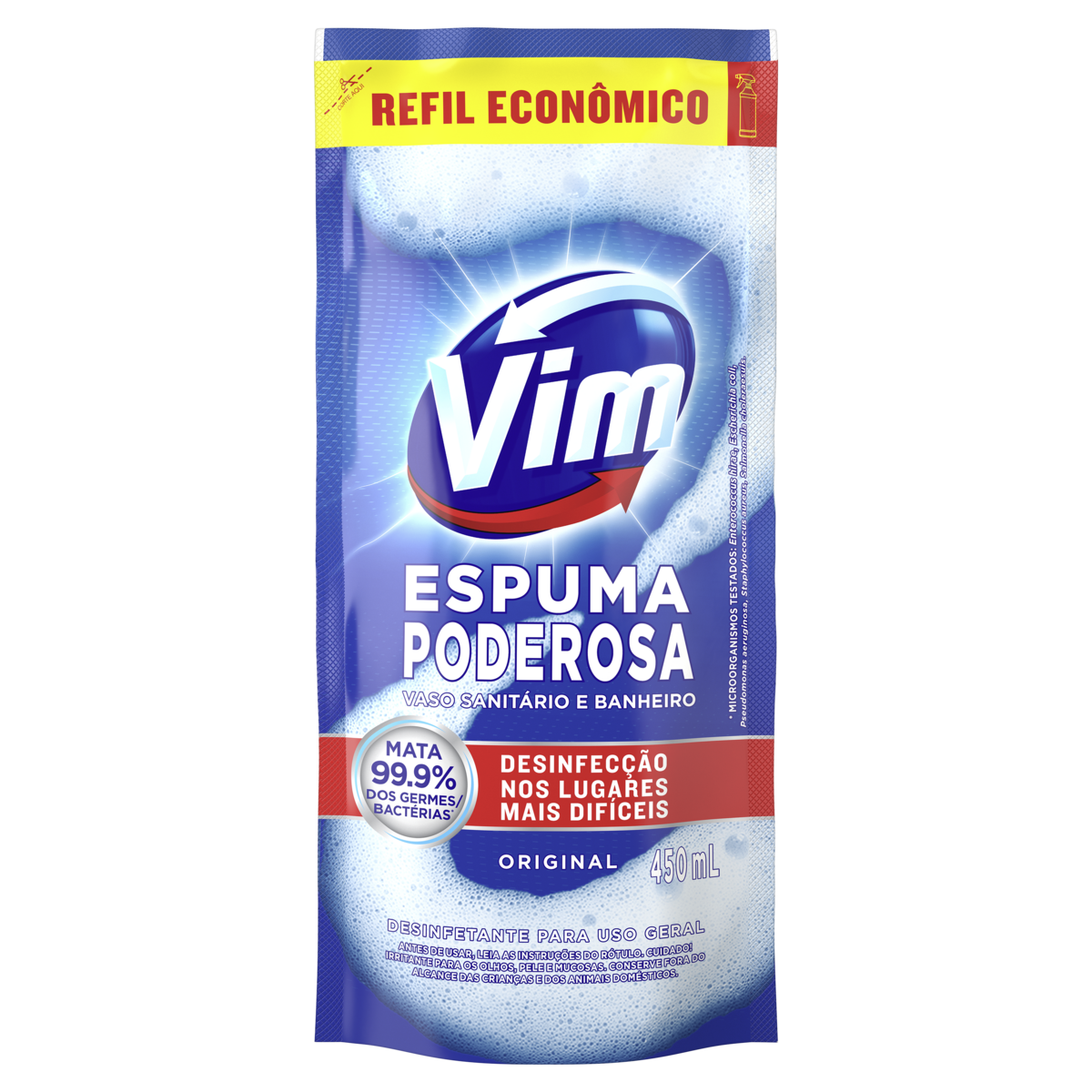 Desinfetante Uso Geral Original Espuma Poderosa Vim Sach&ecirc; 450ml - Embalagem Refil Econ&ocirc;mico