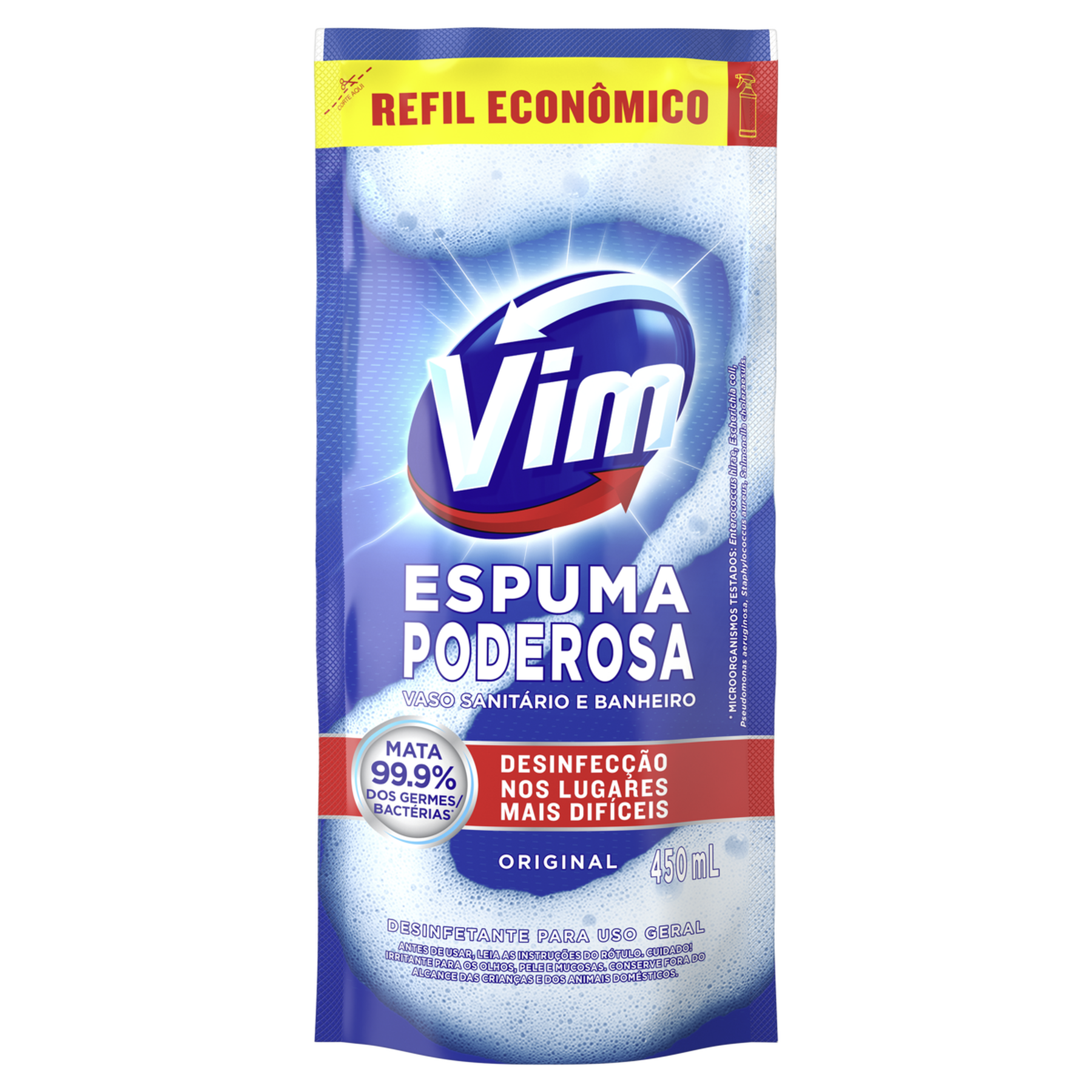 Desinfetante Uso Geral Original Espuma Poderosa Vim Sach&ecirc; 450ml - Embalagem Refil Econ&ocirc;mico