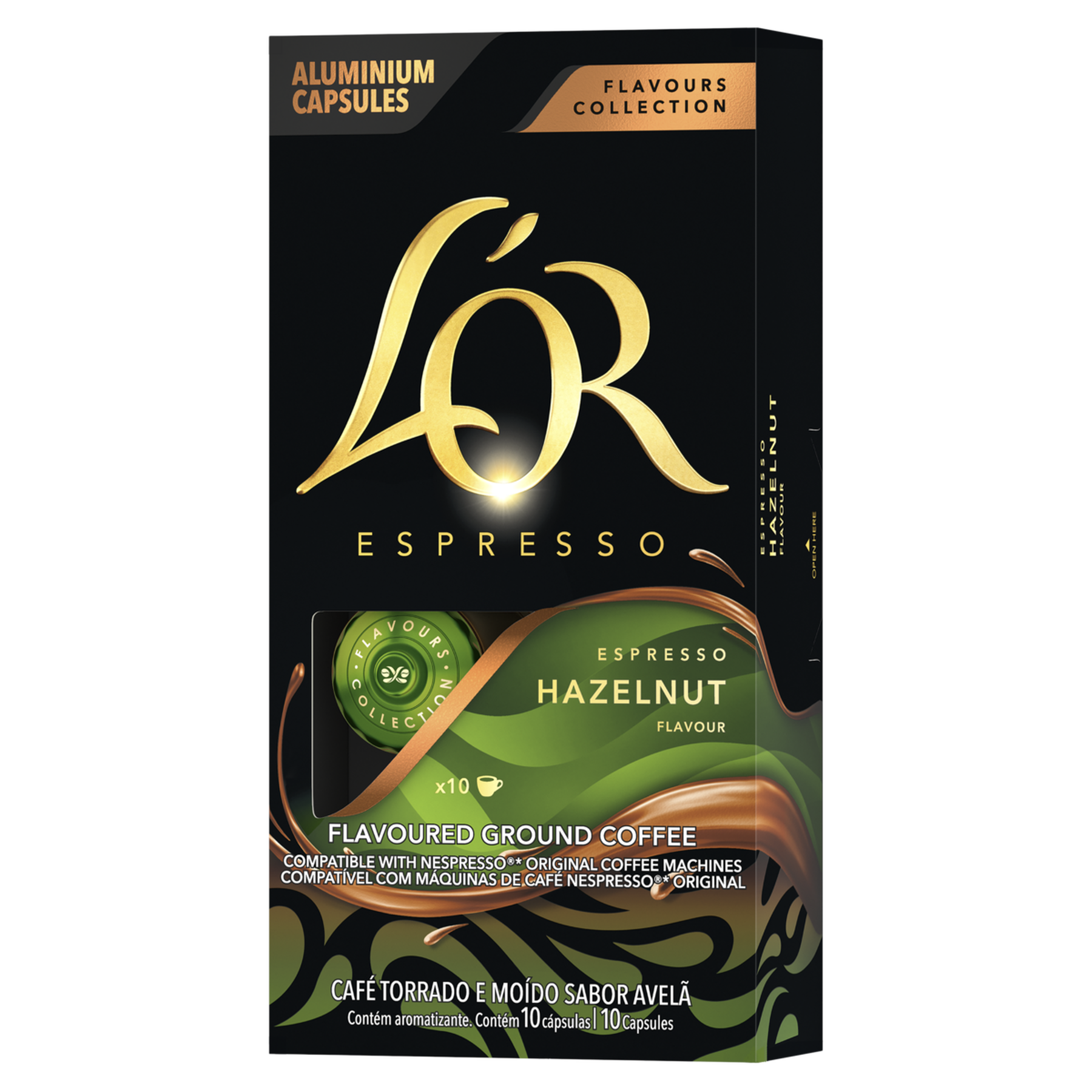Caf&eacute; em C&aacute;psula Torrado e Mo&iacute;do Espresso Avel&atilde; L'or Flavours Collection Caixa 52g 10 Unidades