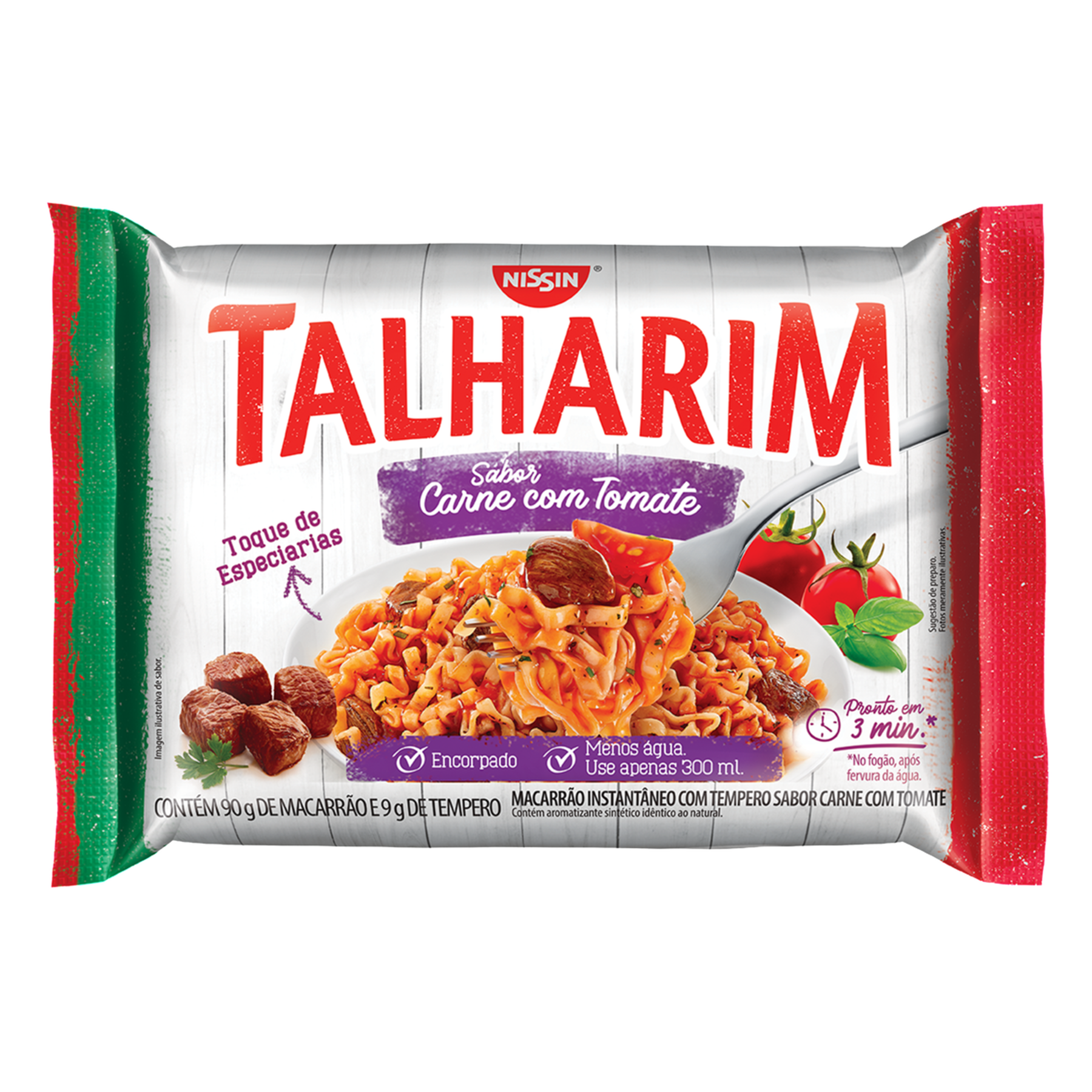 Macarrão Instantâneo Carne com Tomate Nissin Miojo Talharim Pacote 99g