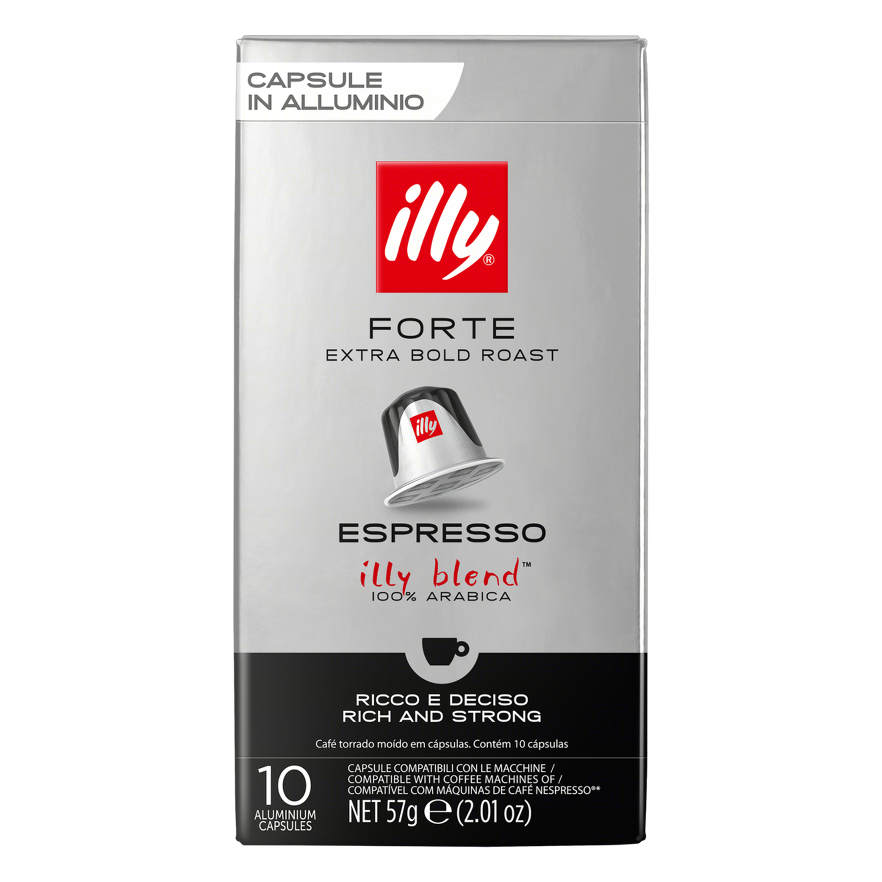 Café em Cápsula Torrado e Moído Forte Espresso Illy Caixa 57g C/10 Unidades