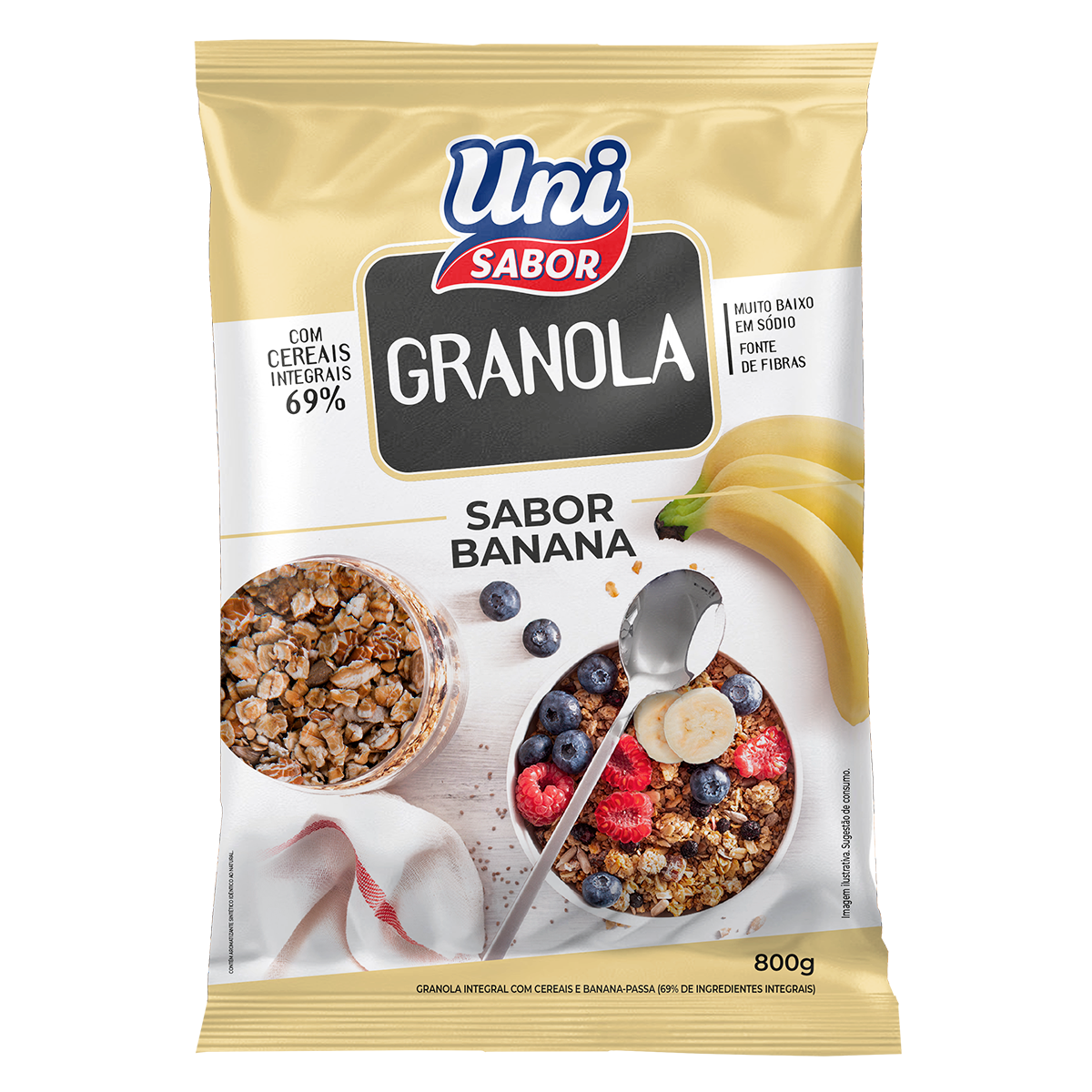 Granola Banana Uni Sabor Pacote 800g