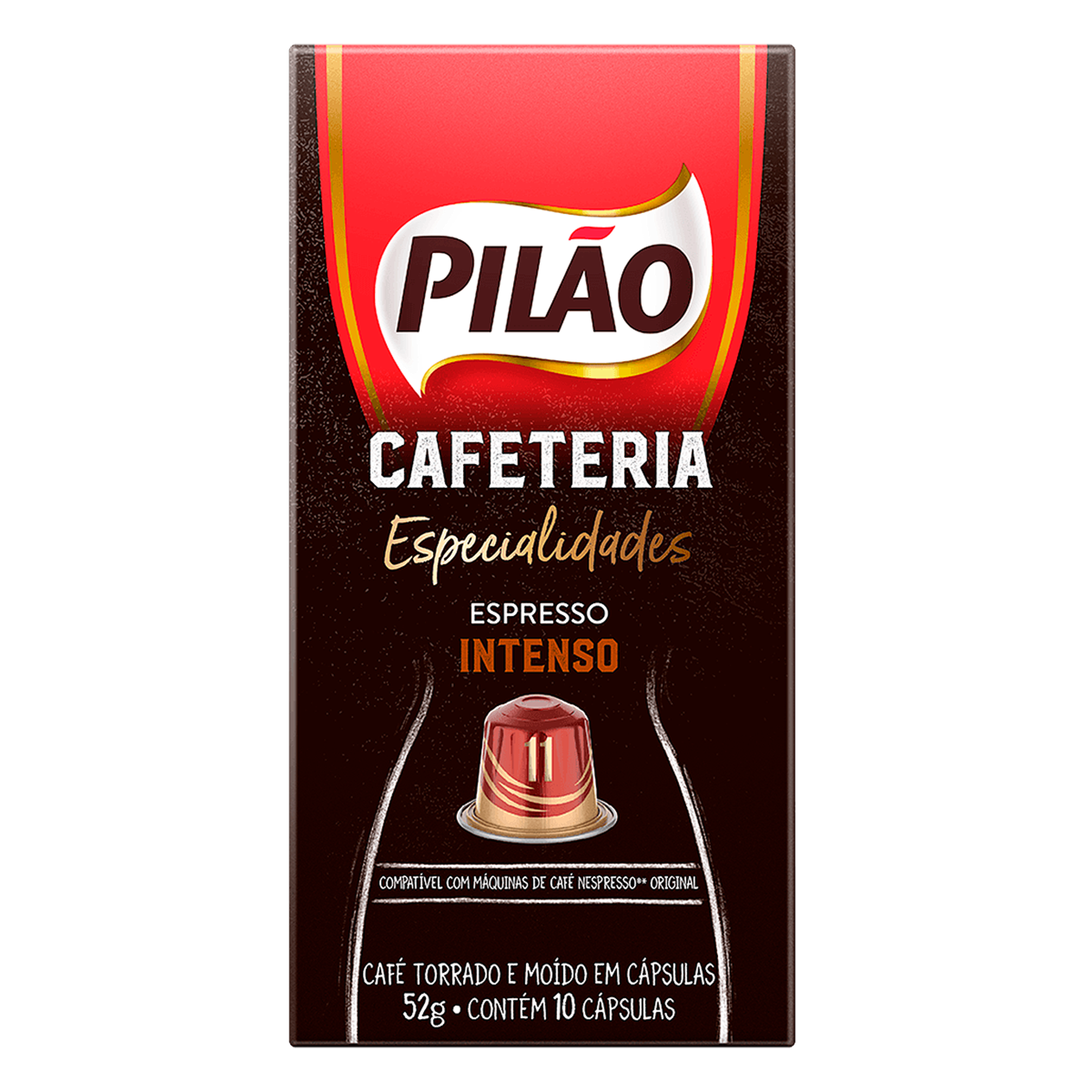 Caf&eacute; em C&aacute;psula Torrado e Mo&iacute;do Espresso Intenso Cafeteria Especialidades Pil&atilde;o Caixa 52g C/10 Unidades