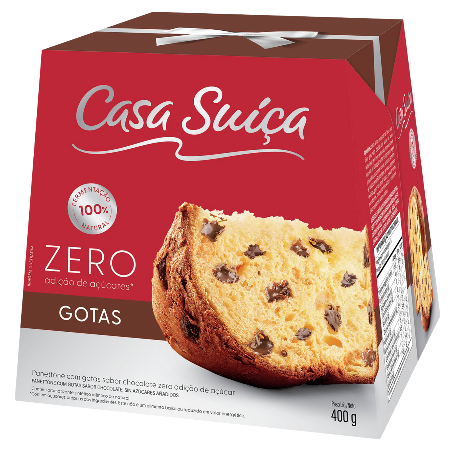 Panettone Gotas Zero Casa Su&iacute;&ccedil;a Caixa 400g