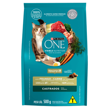 Alimento para Gatos Castrados Frango e Carne Purina One Pacote 500g