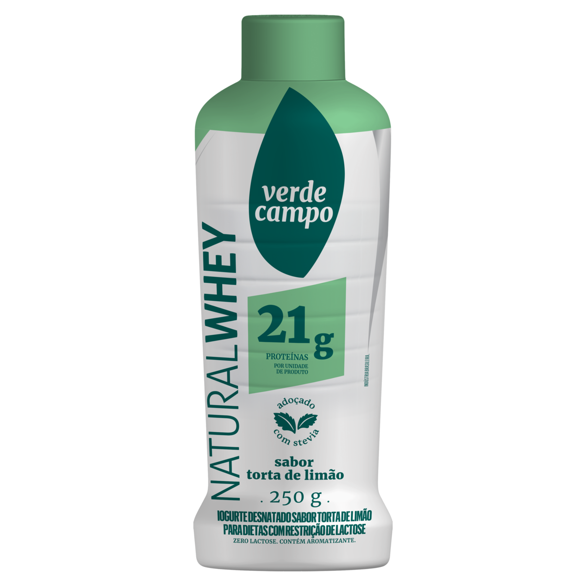 Iogurte Desnatado Torta de Lim&atilde;o Zero Lactose Verde Campo Natural Whey Frasco 250g