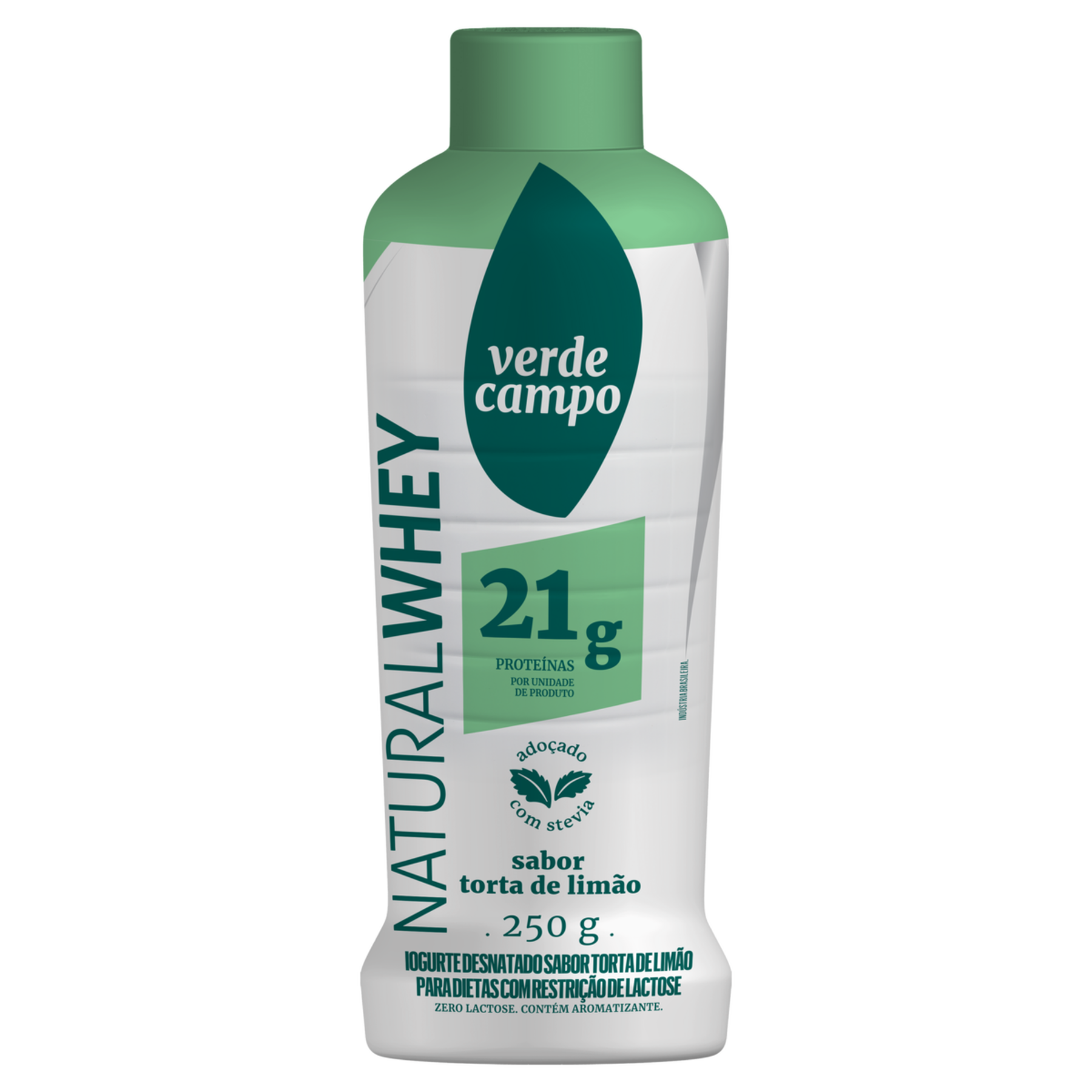 Iogurte Desnatado Torta de Lim&atilde;o Zero Lactose Verde Campo Natural Whey Frasco 250g