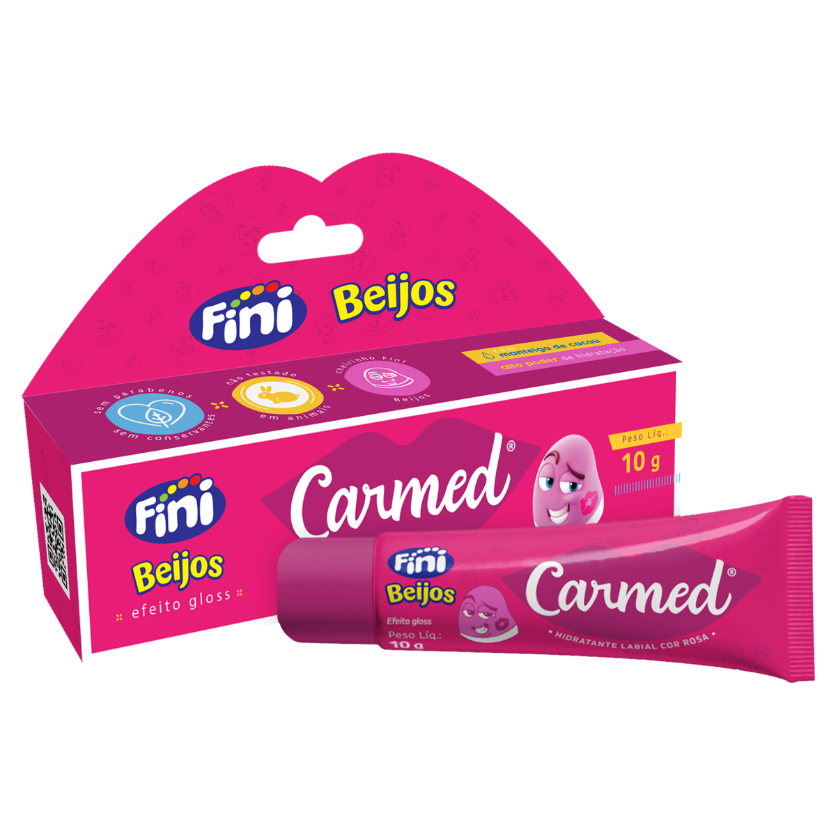 Hidratante Labial Fini Beijos Rosa Carmed Caixa 10g