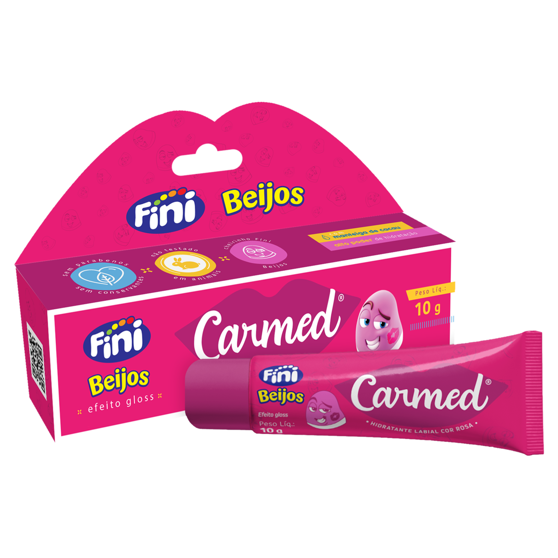 Hidratante Labial Fini Beijos Rosa Carmed Caixa 10g