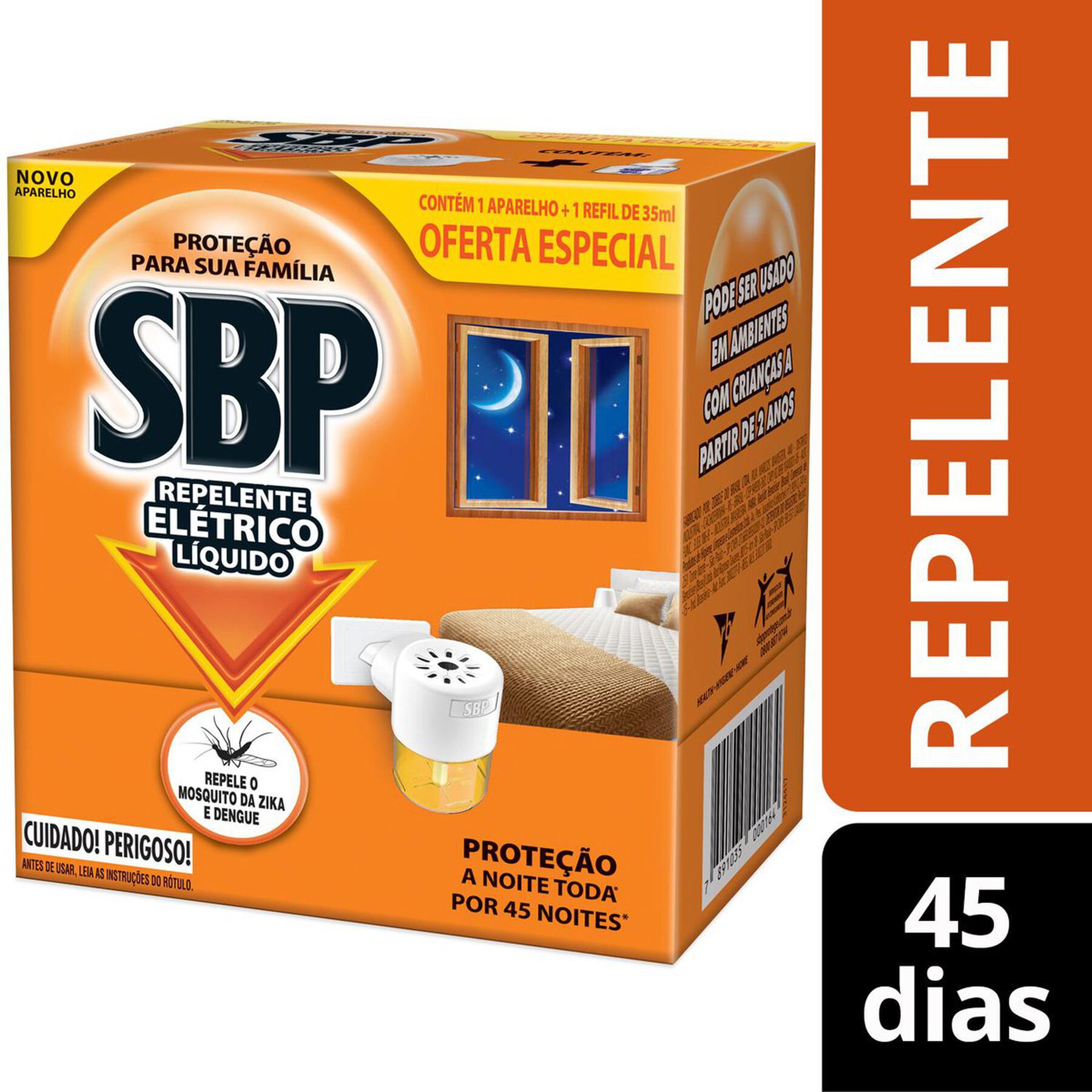 Kit Aparelho + Repelente Elétrico Líquido SBP 35ml Refil