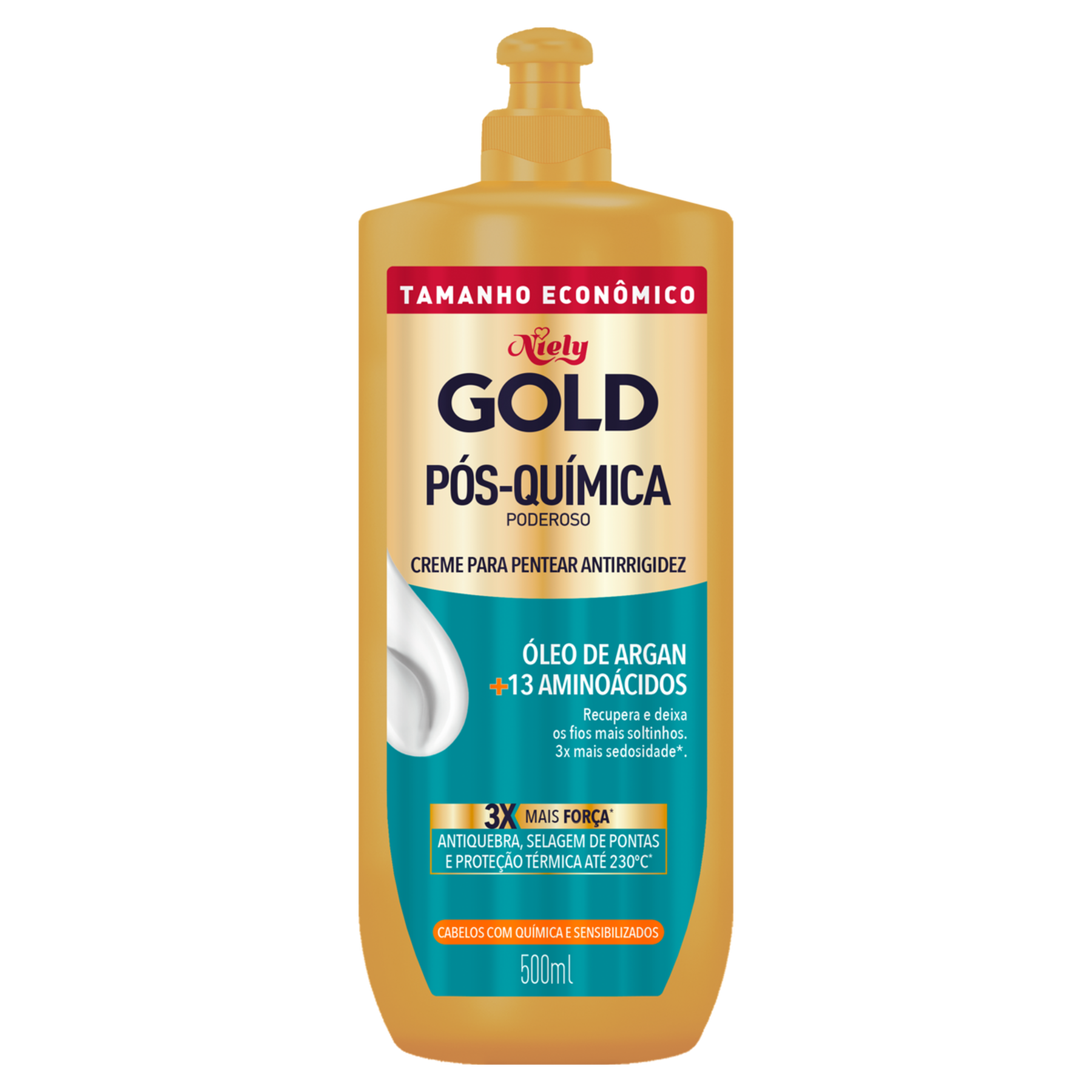 Creme para Pentear Antirrigidez Niely Gold P&oacute;s-Qu&iacute;mica Poderoso Frasco 500ml