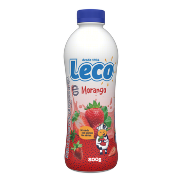 Bebida Láctea Fermentada Morango Leco Garrafa 800g