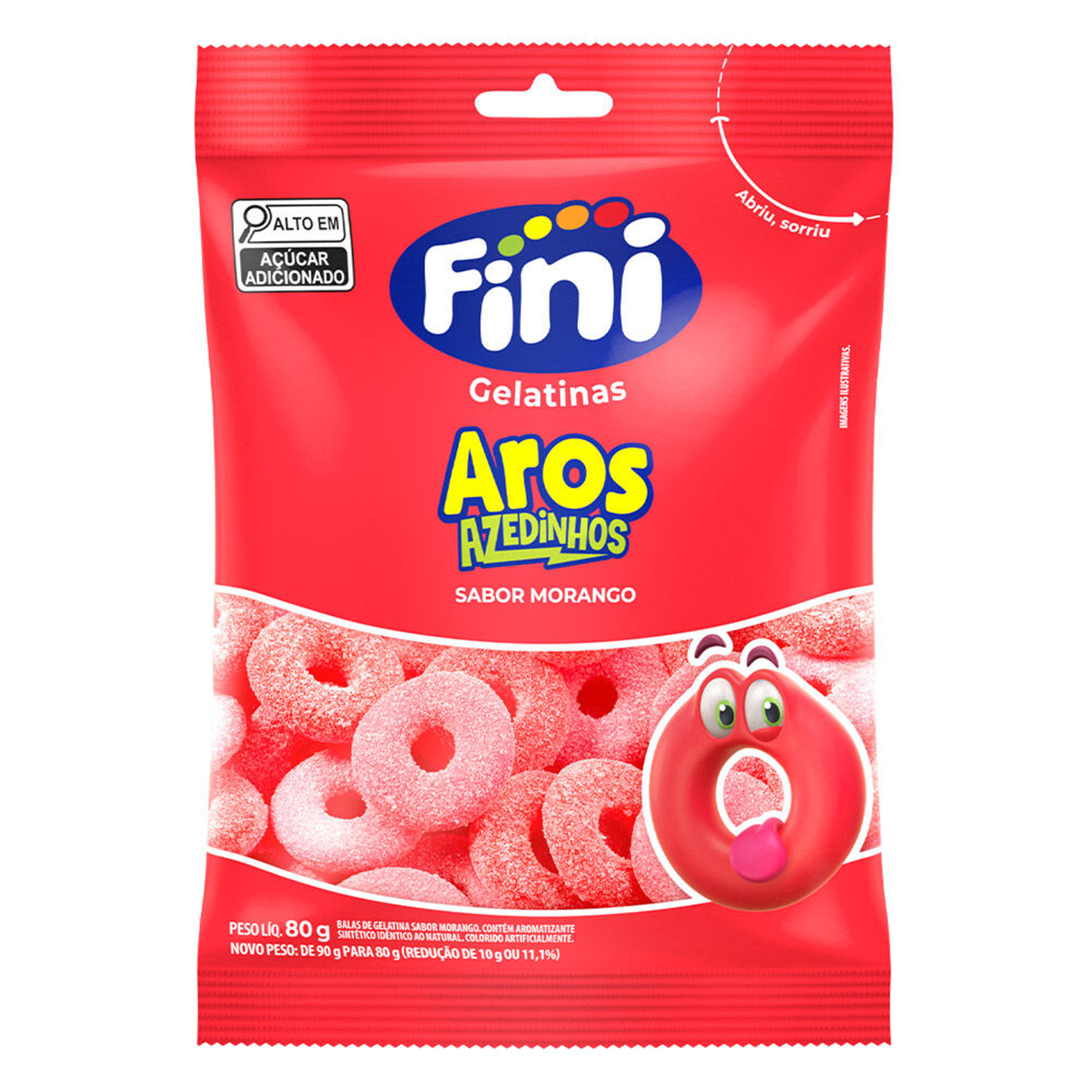 Bala de Gelatina Fini Aros Azedinhos Pacote 80g&nbsp;