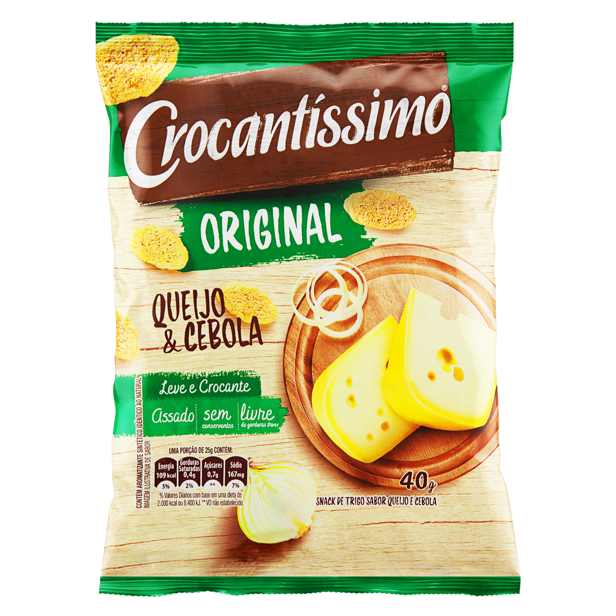 Snack de Trigo Queijo & Cebola Crocant&iacute;ssimo Pacote 40g