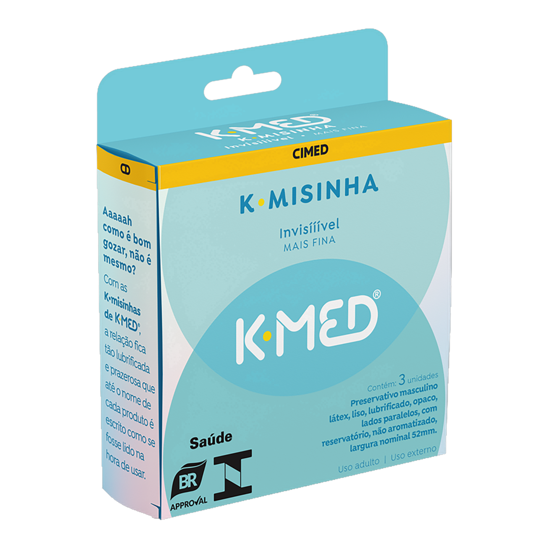Preservativo Masculino Lubrificado Invis&iacute;vel K-Misinha K-Med Caixa C/3 Unidades
