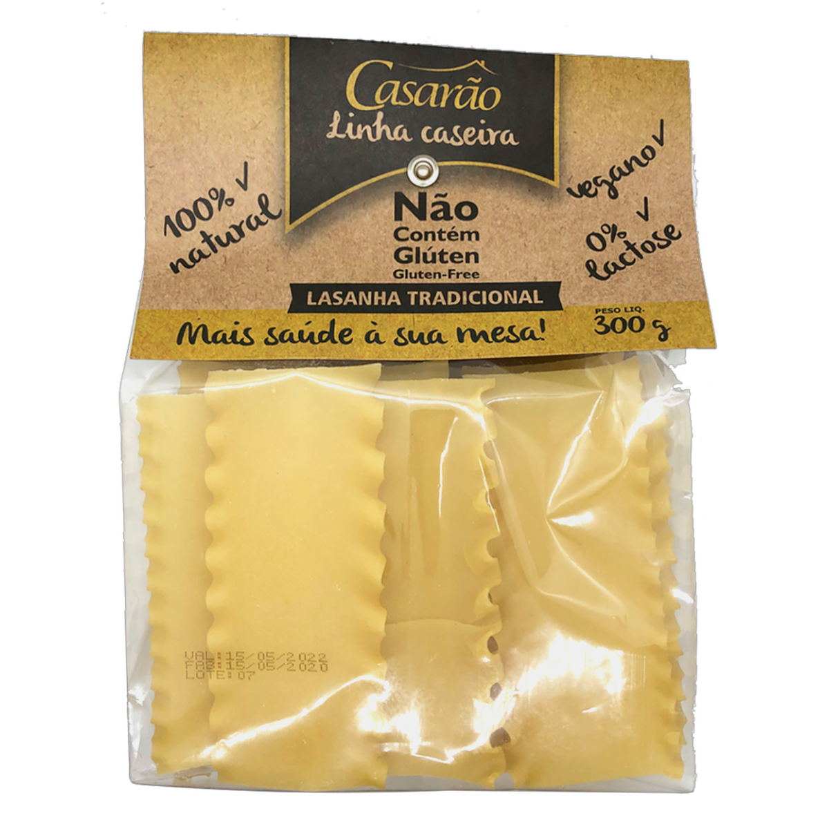 Lasanha Caseira Sem Gl&uacute;ten Casar&atilde;o 300g