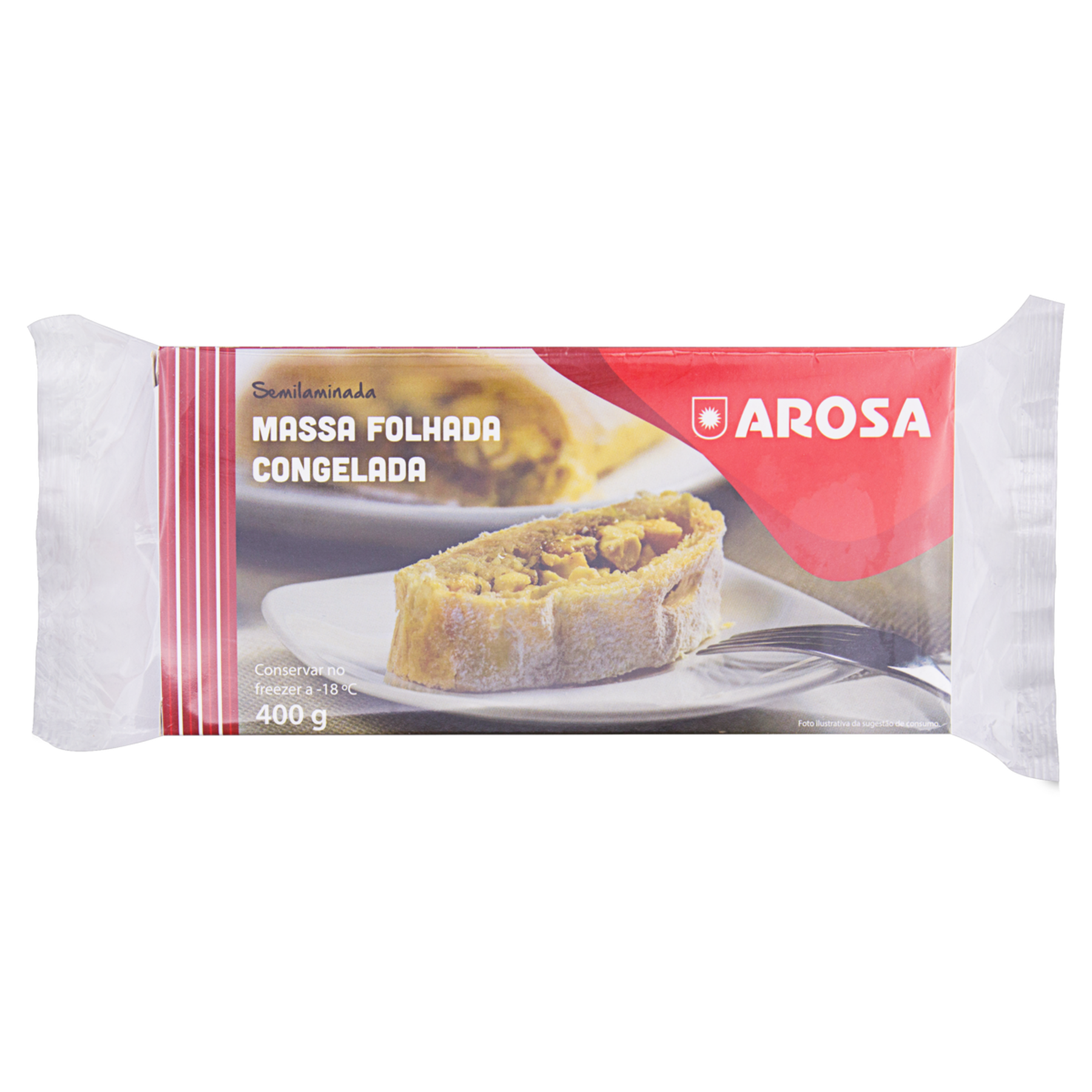 Massa Folhada Semilaminada Congelada Arosa Pacote 400g