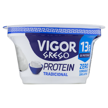 Iogurte Desnatado Grego Tradicional Zero Lactose Vigor Protein Pote 130g