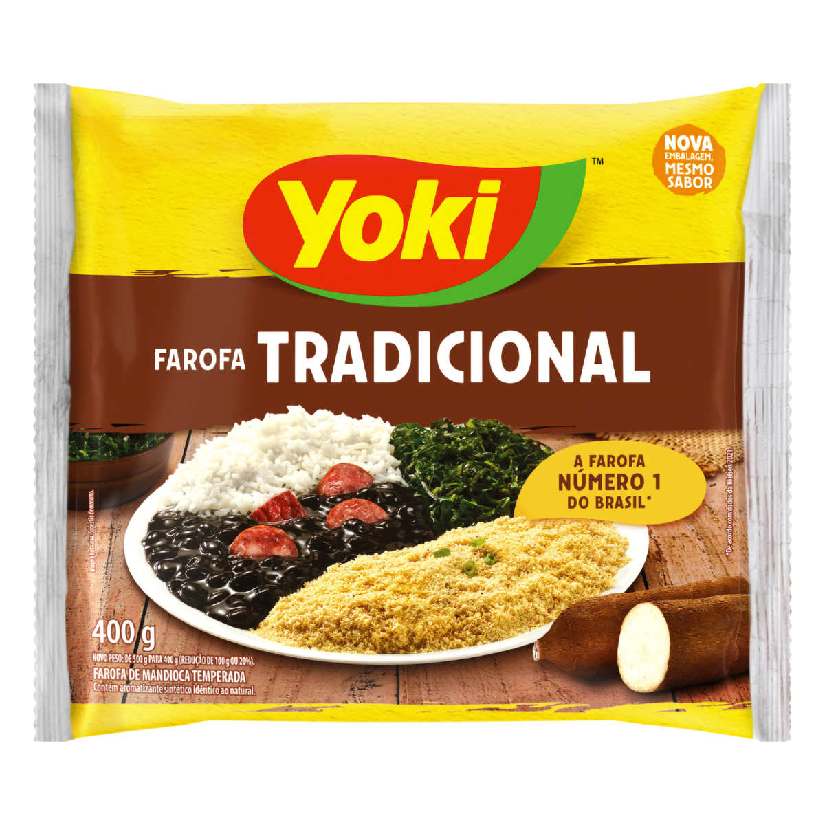 Farofa de Mandioca Temperada Tradicional Yoki Pacote 400g
