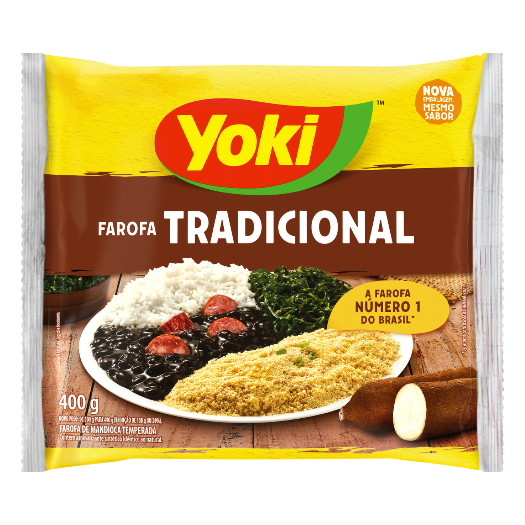 Farofa de Mandioca Temperada Tradicional Yoki Pacote 400g