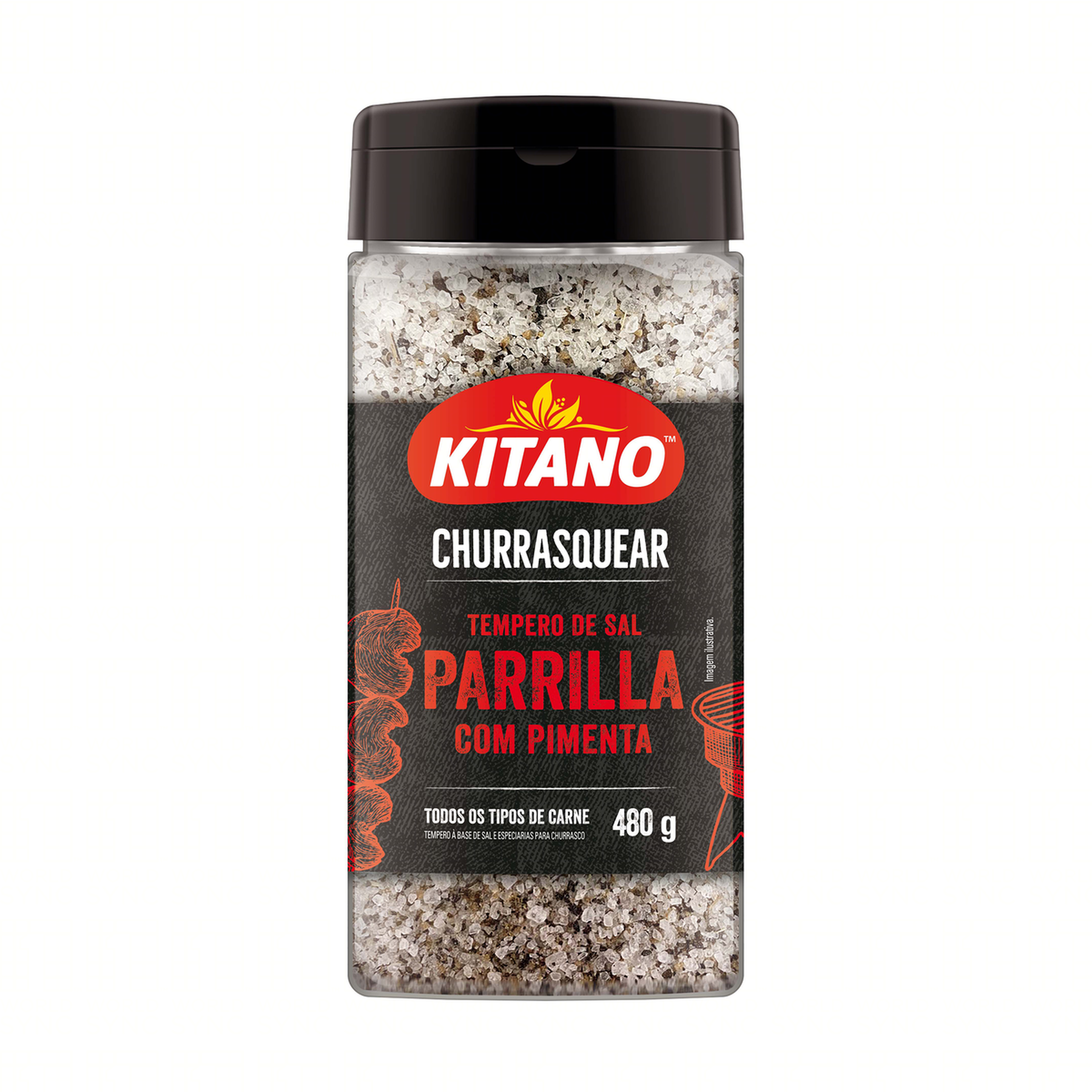 Sal de Parrilla com Pimenta Kitano Churrasquear Frasco 480g