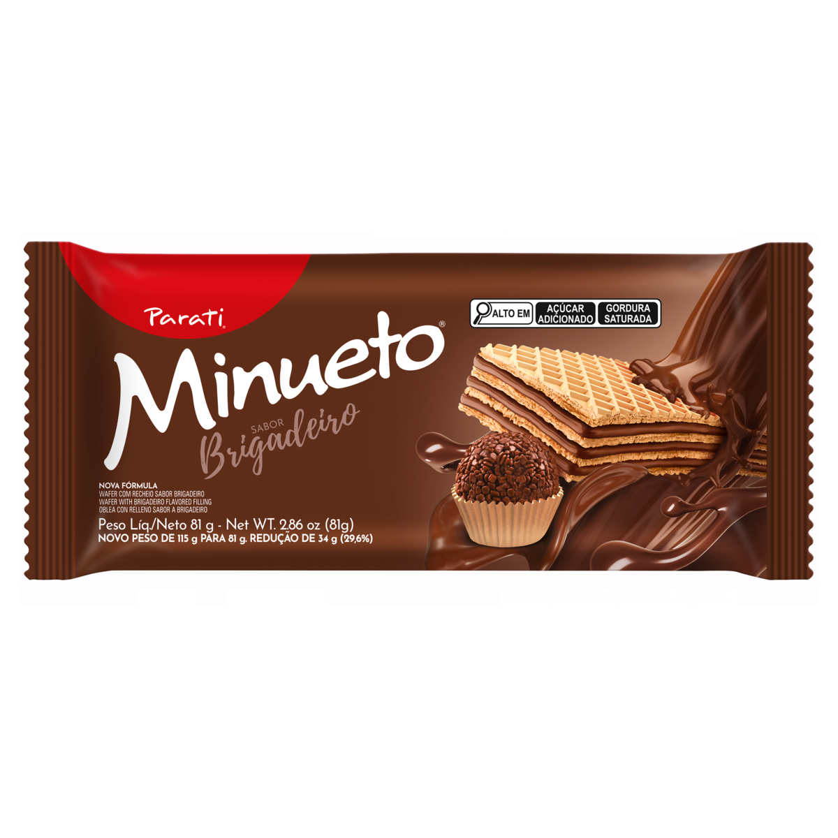 Biscoito Wafer Recheio Brigadeiro Minueto Pacote 81g