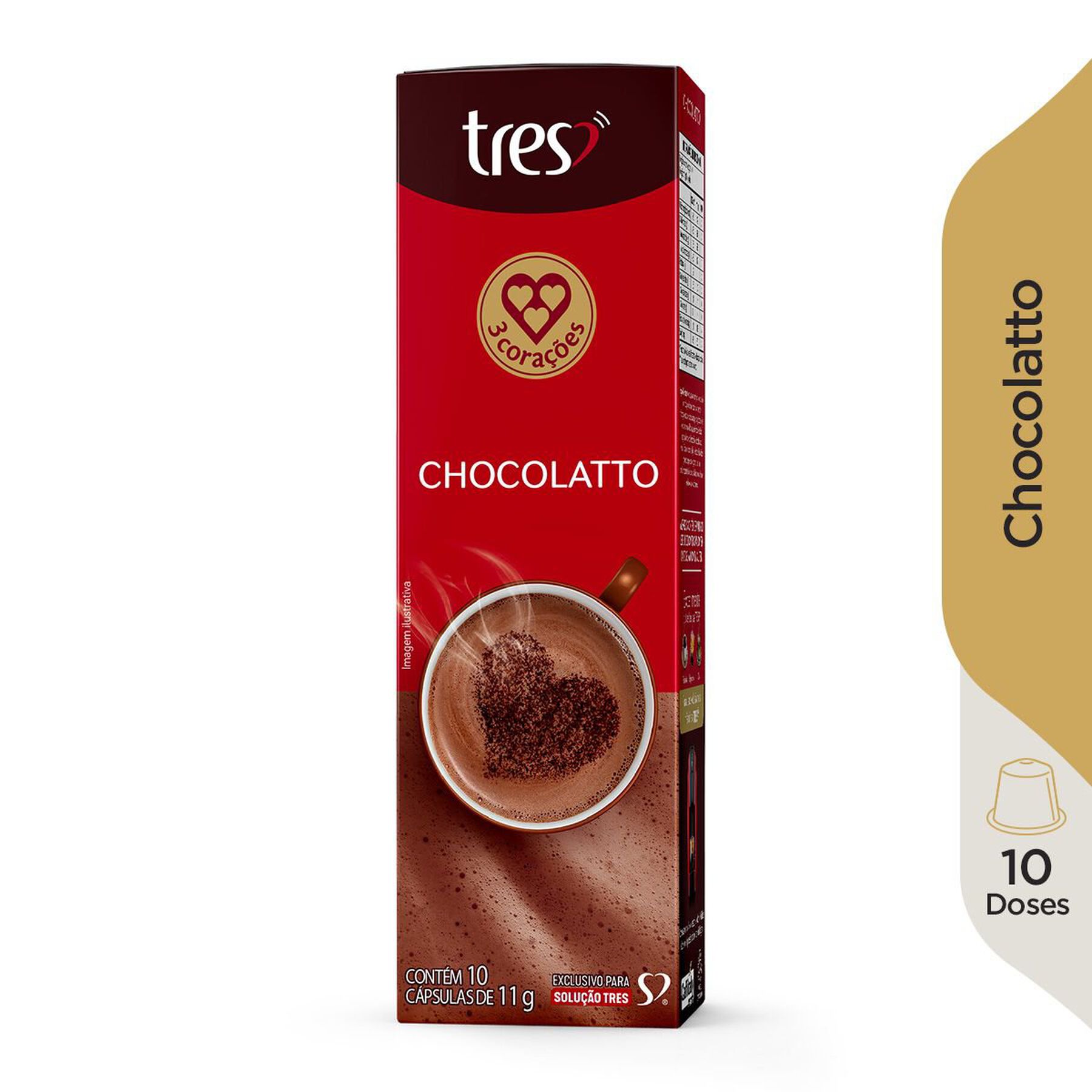 Chocolate Quente em Cápsula Chocolatto Classic Tres Caixa 110g 10 Unidades