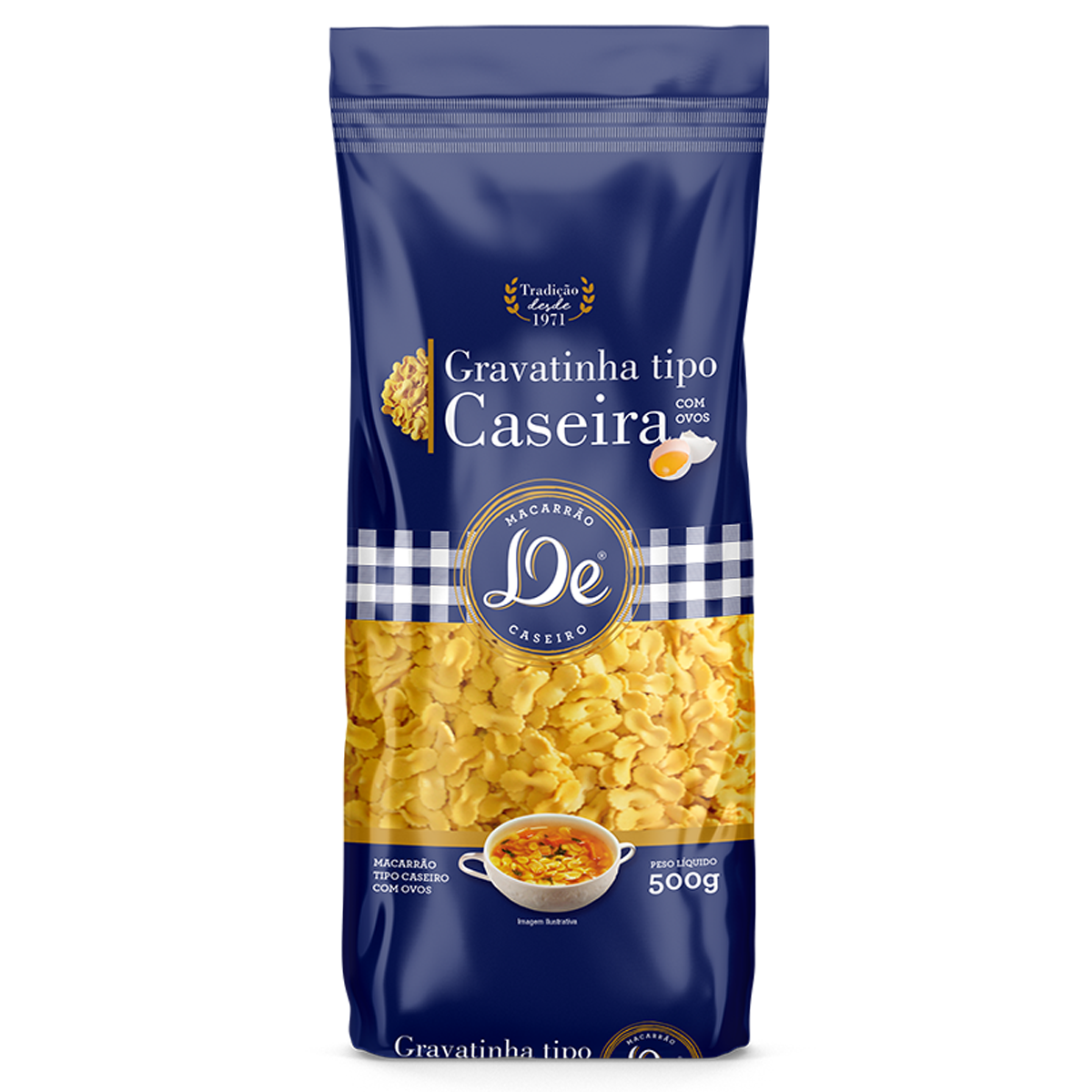 Macarr&atilde;o com Ovos Caseiro Gravatinha De Pacote 500g