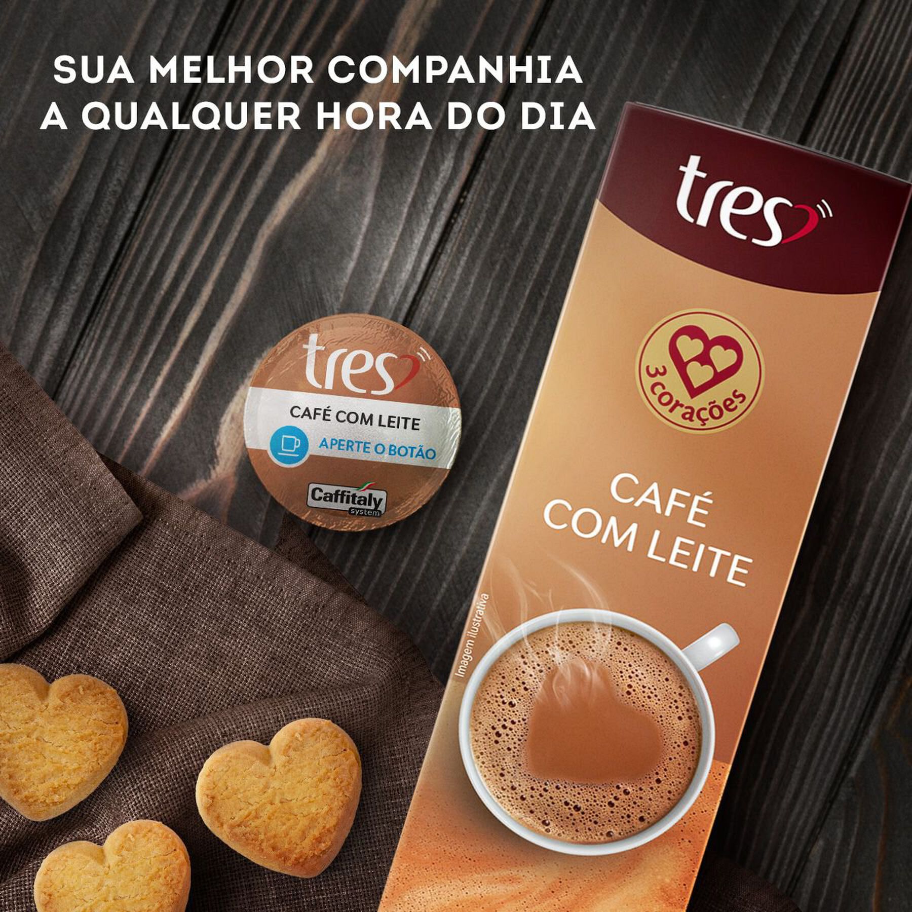 Café com Leite em Cápsula Tres Caixa 90g 10 Unidades