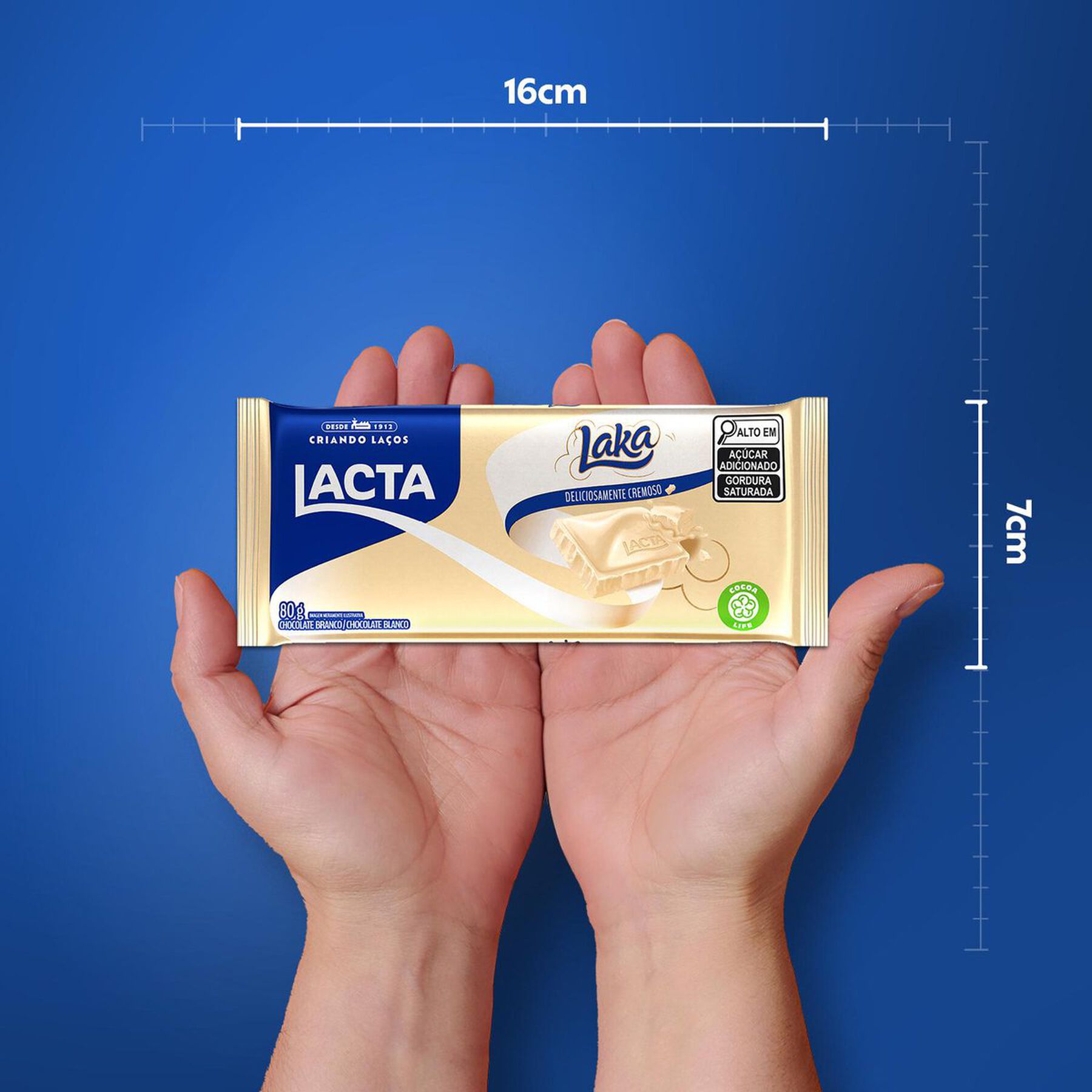 Barra de Chocolate Branco Laka Lacta Pacote 80g