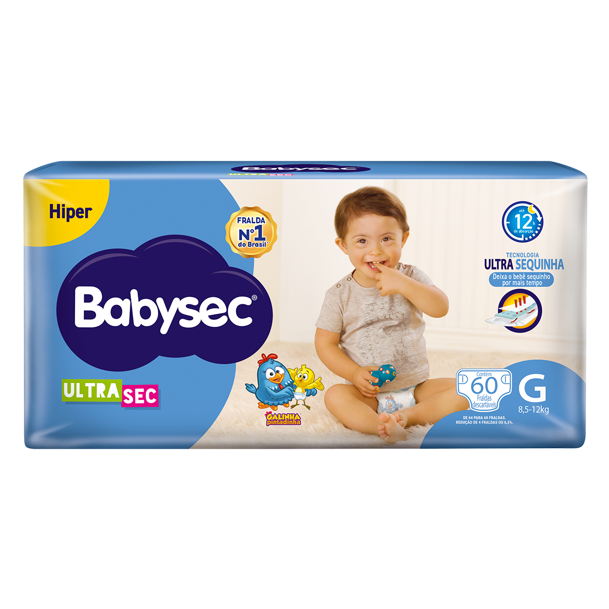 Fralda Descart&aacute;vel Ultra Sec Hiper Babysec G Pacote C/60 Unidades