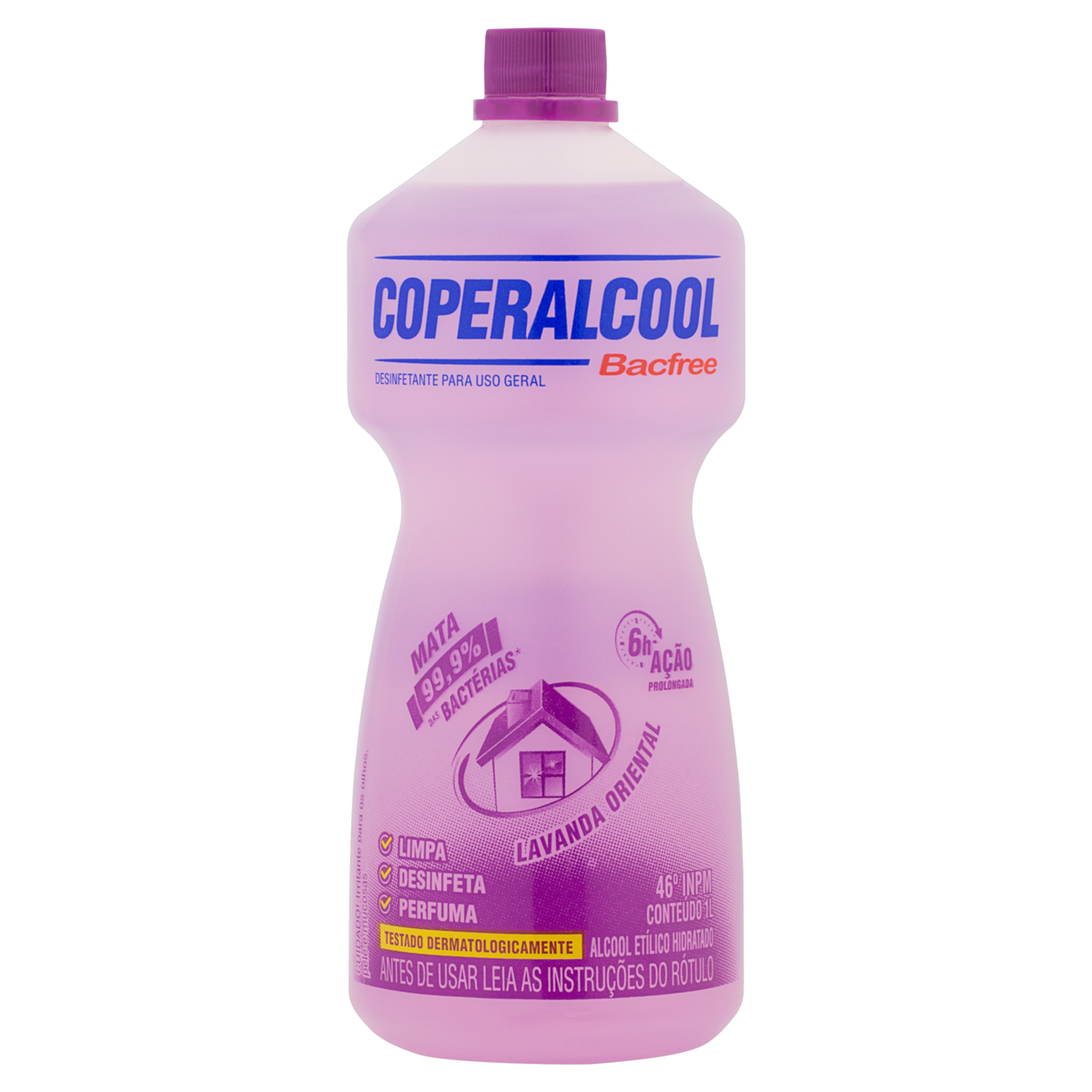 Álcool Líquido 46º INPM Lavanda Oriental Coperalcool Bacfree Frasco 1l